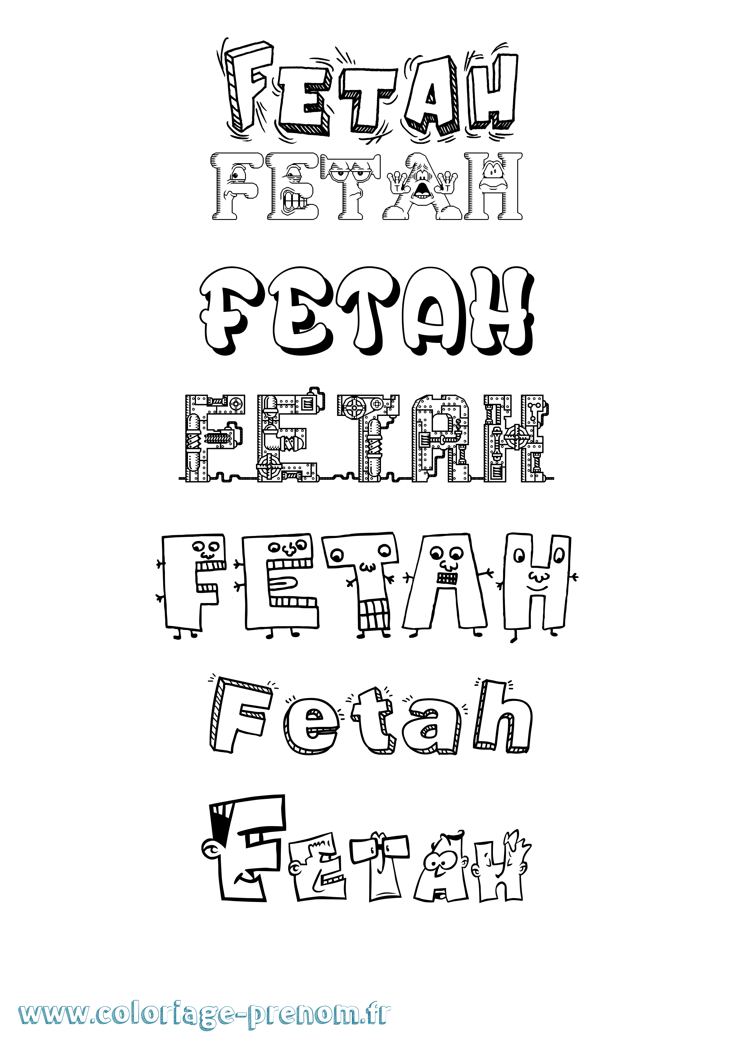 Coloriage Fetah Fun Coloriage prénom Fetah Fun