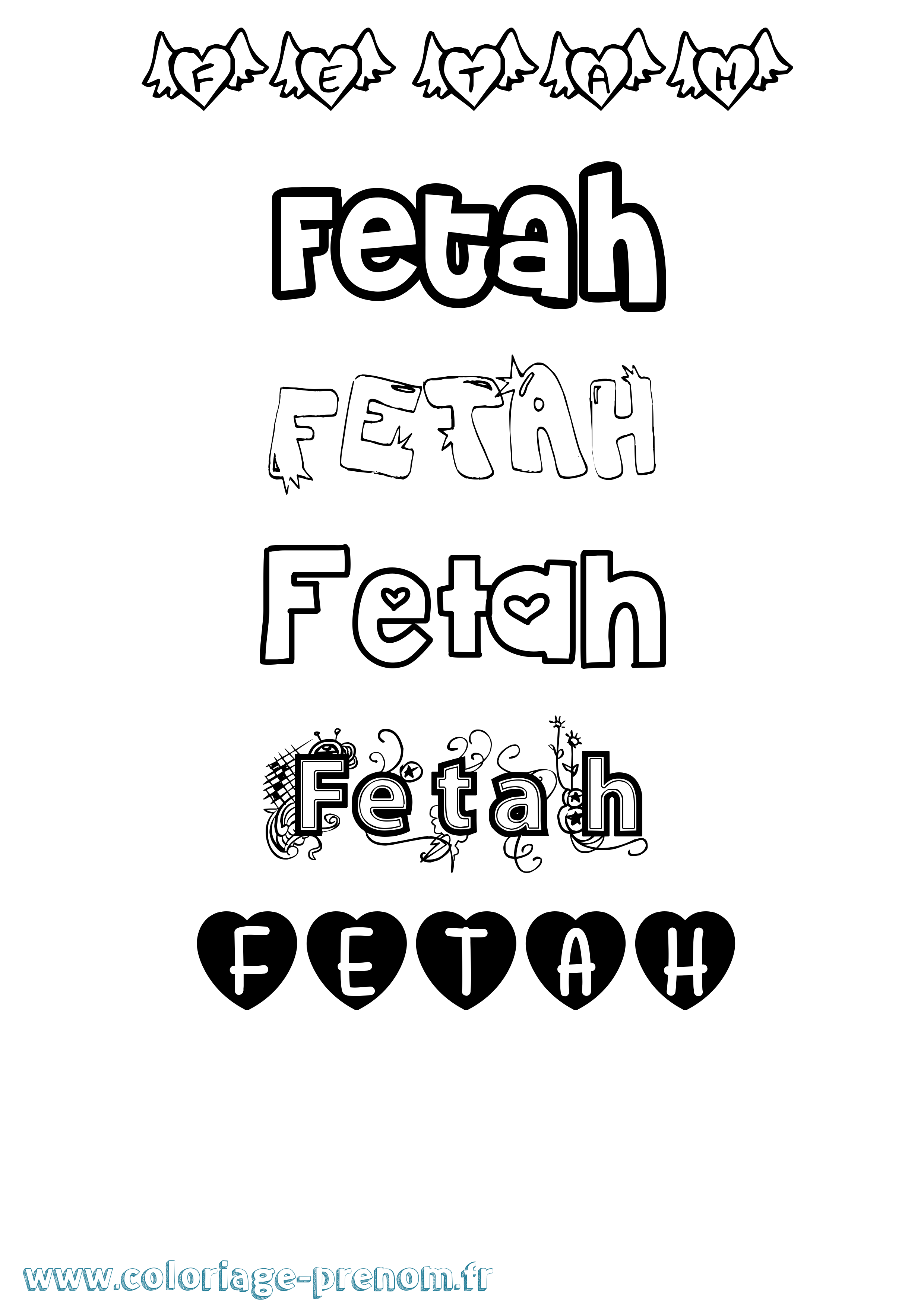 Coloriage Fetah Girly Coloriage prénom Fetah Girly