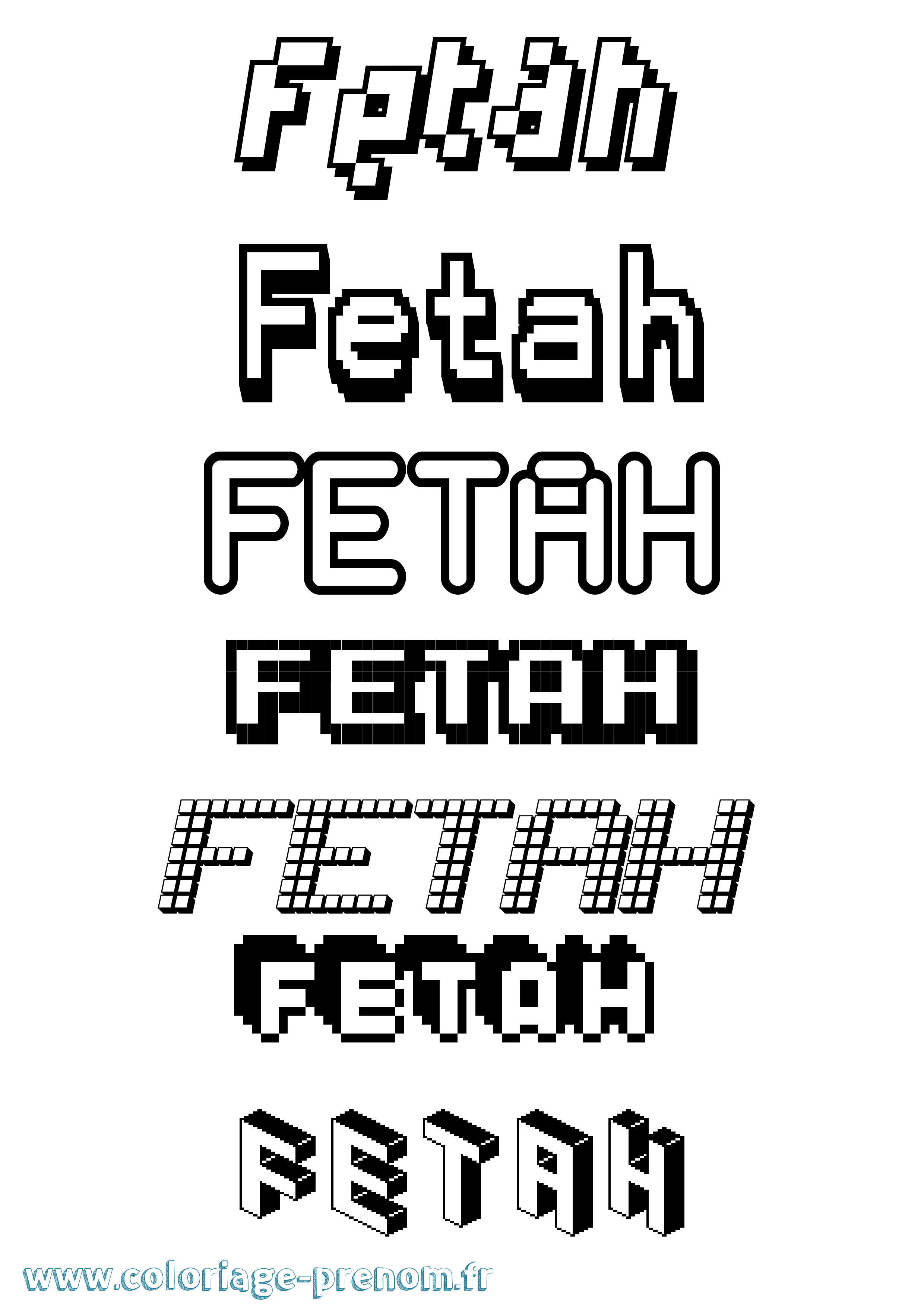 Coloriage Fetah Pixel Coloriage prénom Fetah Pixel