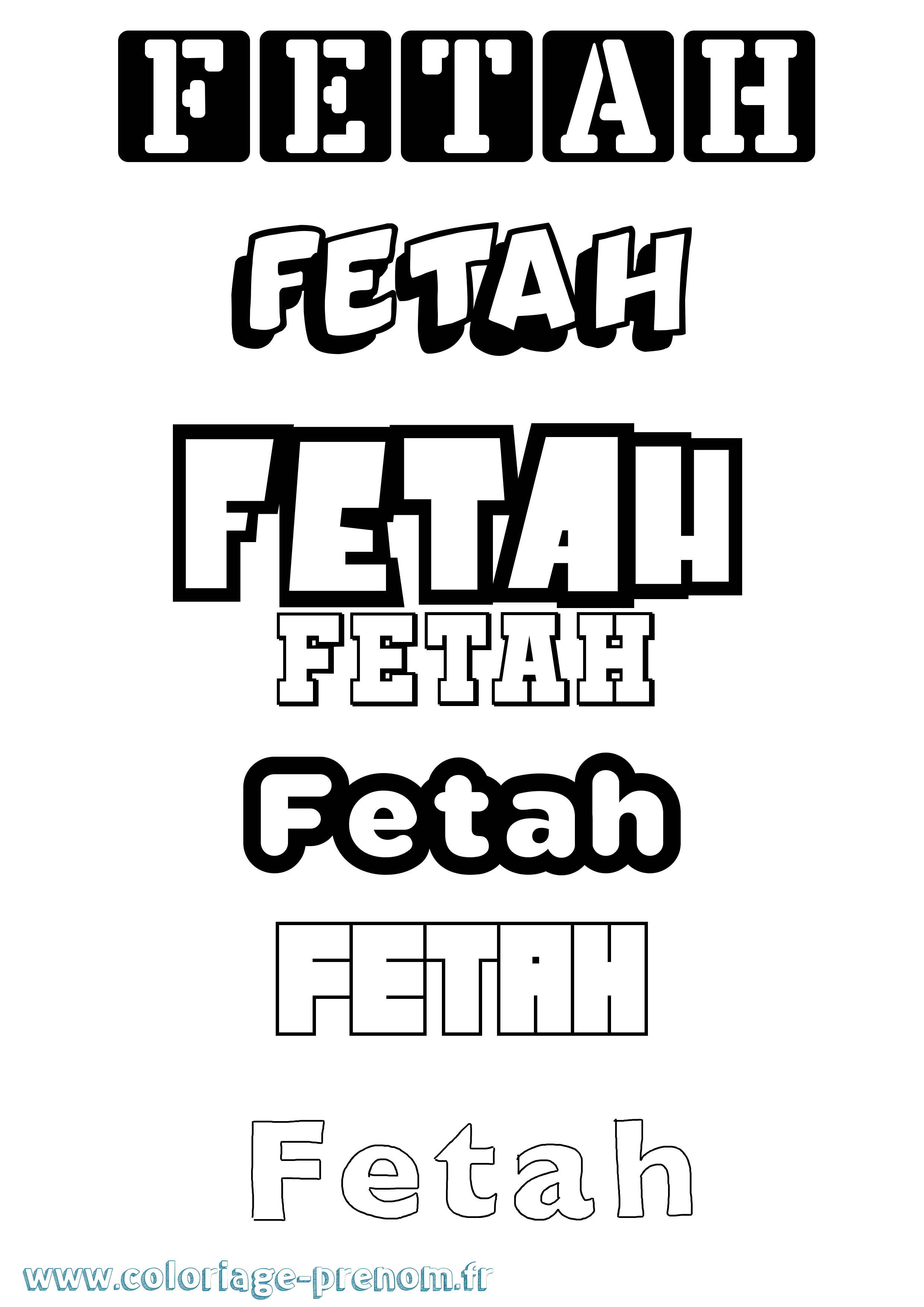 Coloriage Fetah Simple Coloriage prénom Fetah Simple