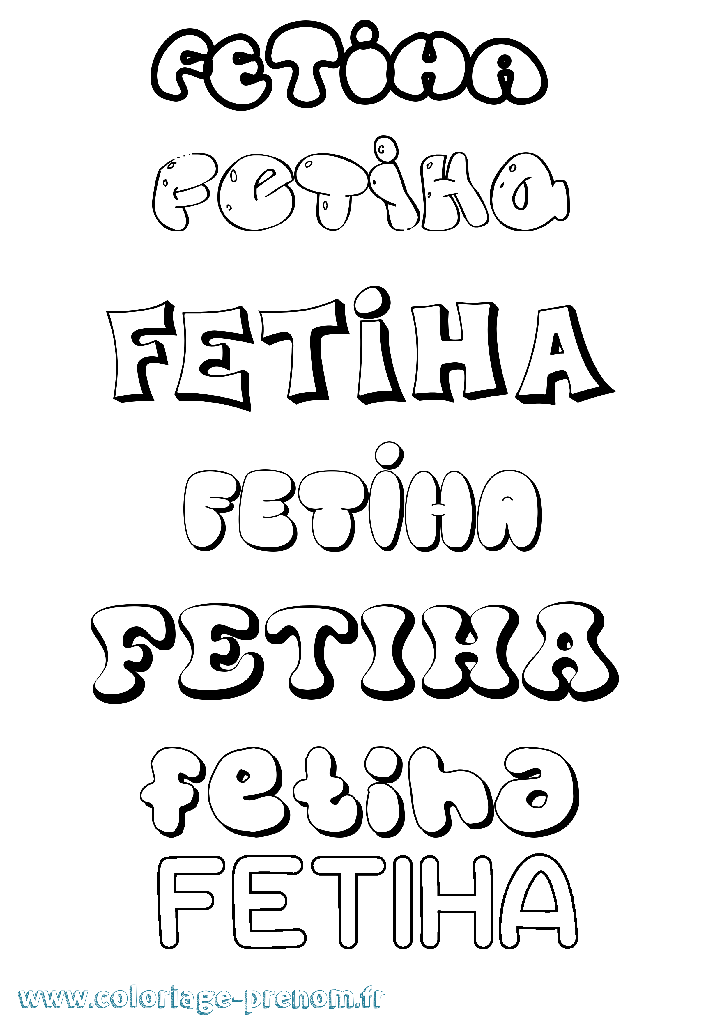 Coloriage Fetiha Bubble Coloriage prénom Fetiha Bubble