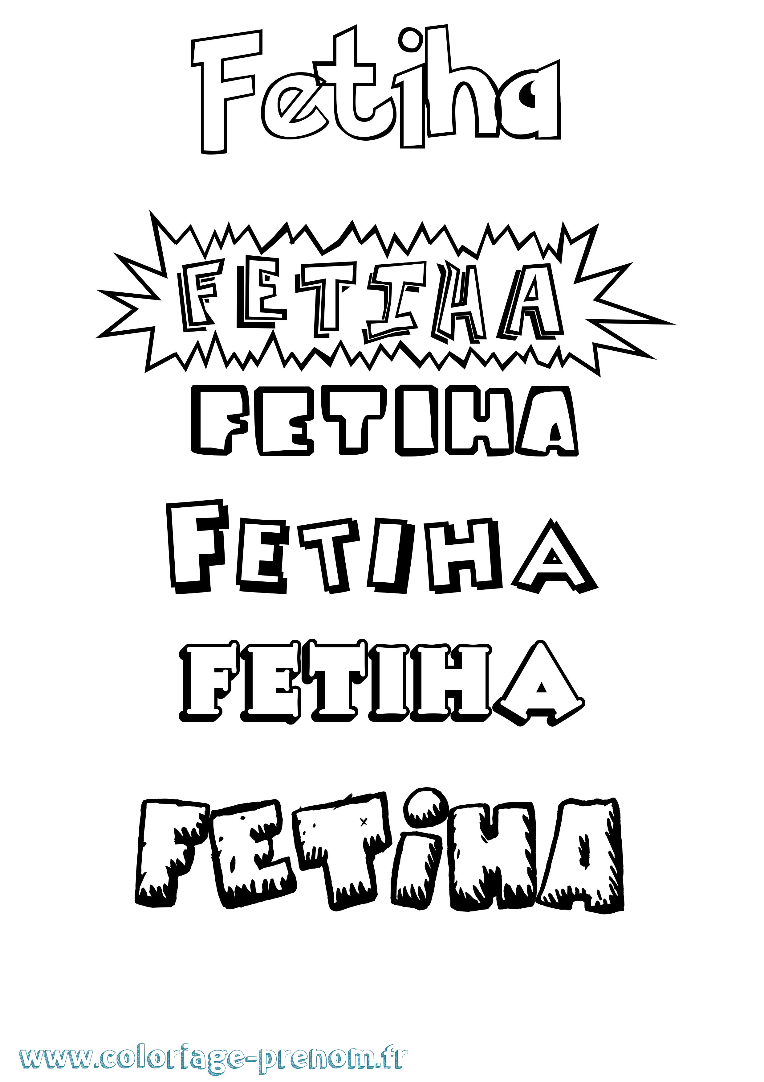 Coloriage Fetiha Dessin Animé Coloriage prénom Fetiha Dessin Animé