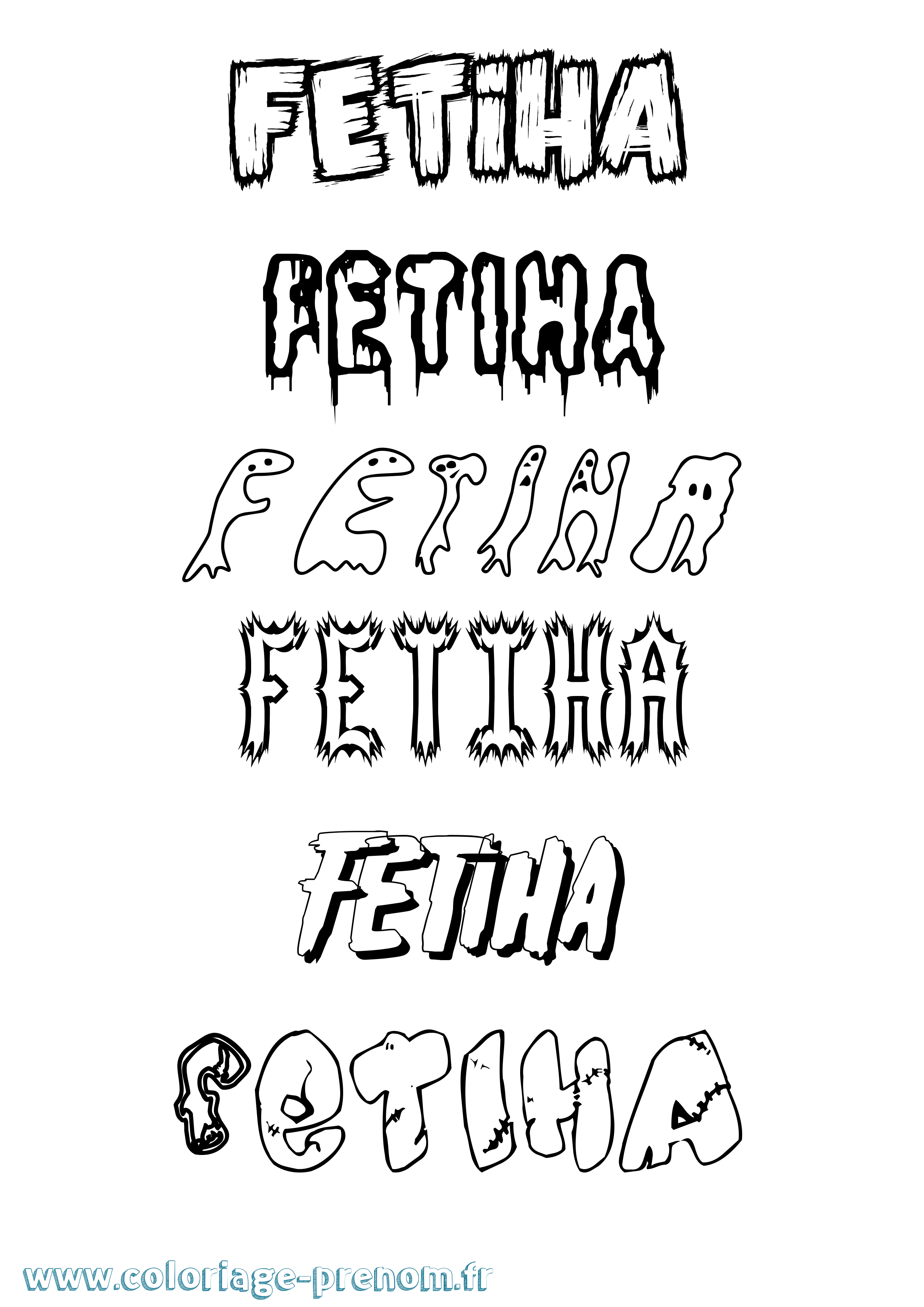 Coloriage Fetiha Frisson Coloriage prénom Fetiha Frisson