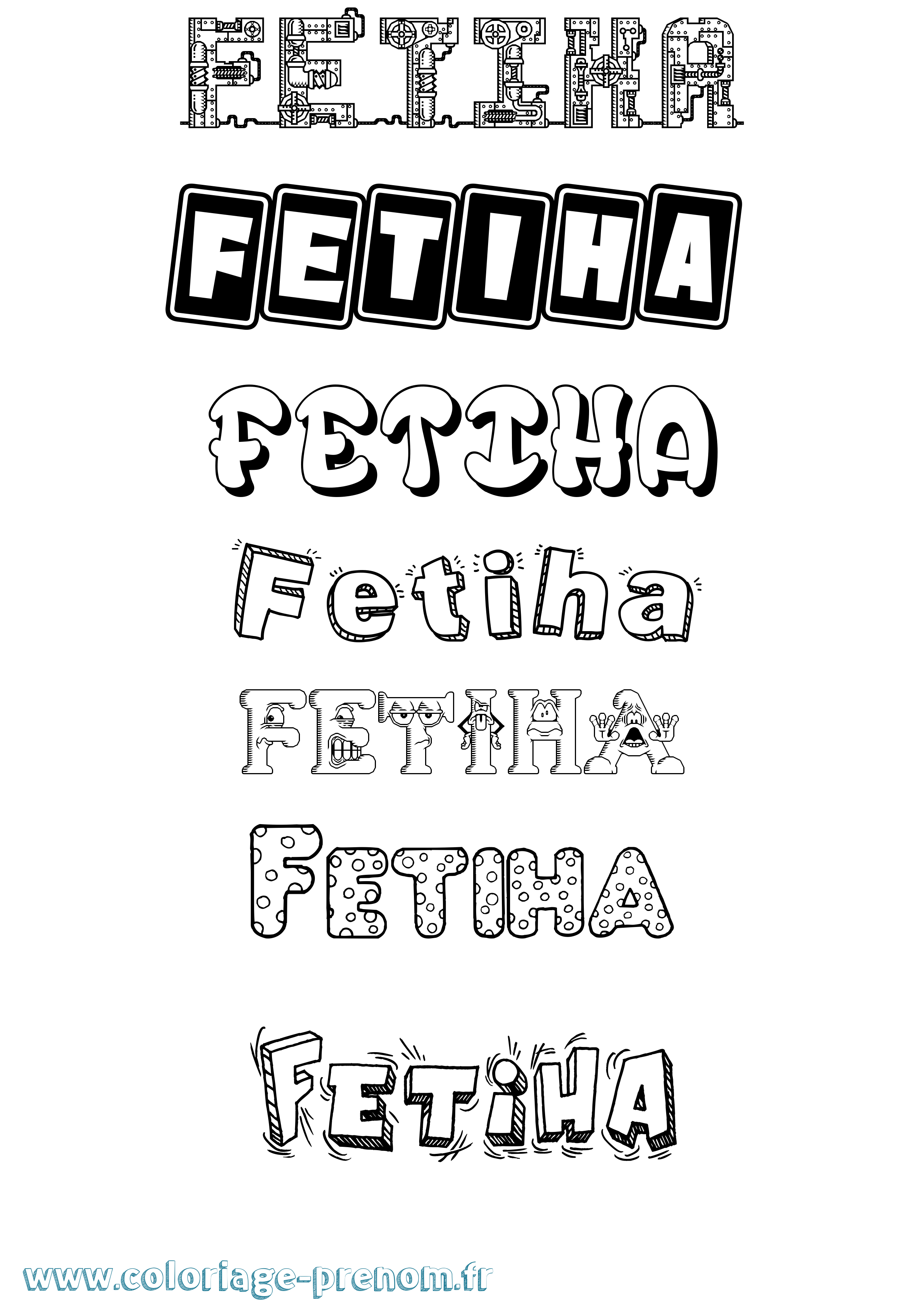 Coloriage Fetiha Fun Coloriage prénom Fetiha Fun