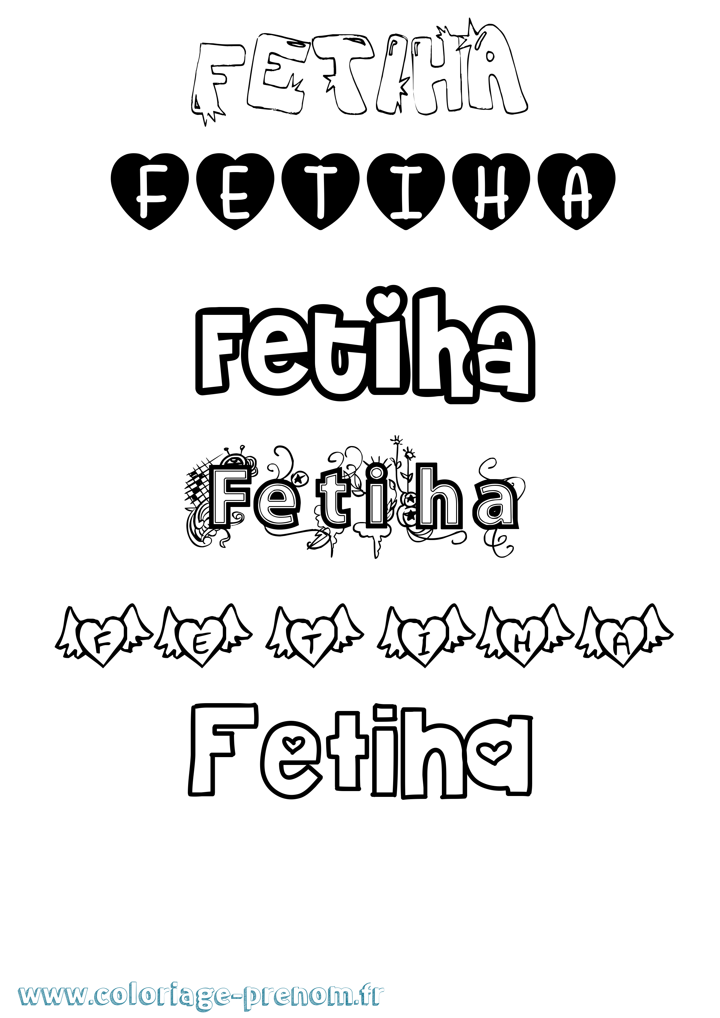 Coloriage Fetiha Girly Coloriage prénom Fetiha Girly