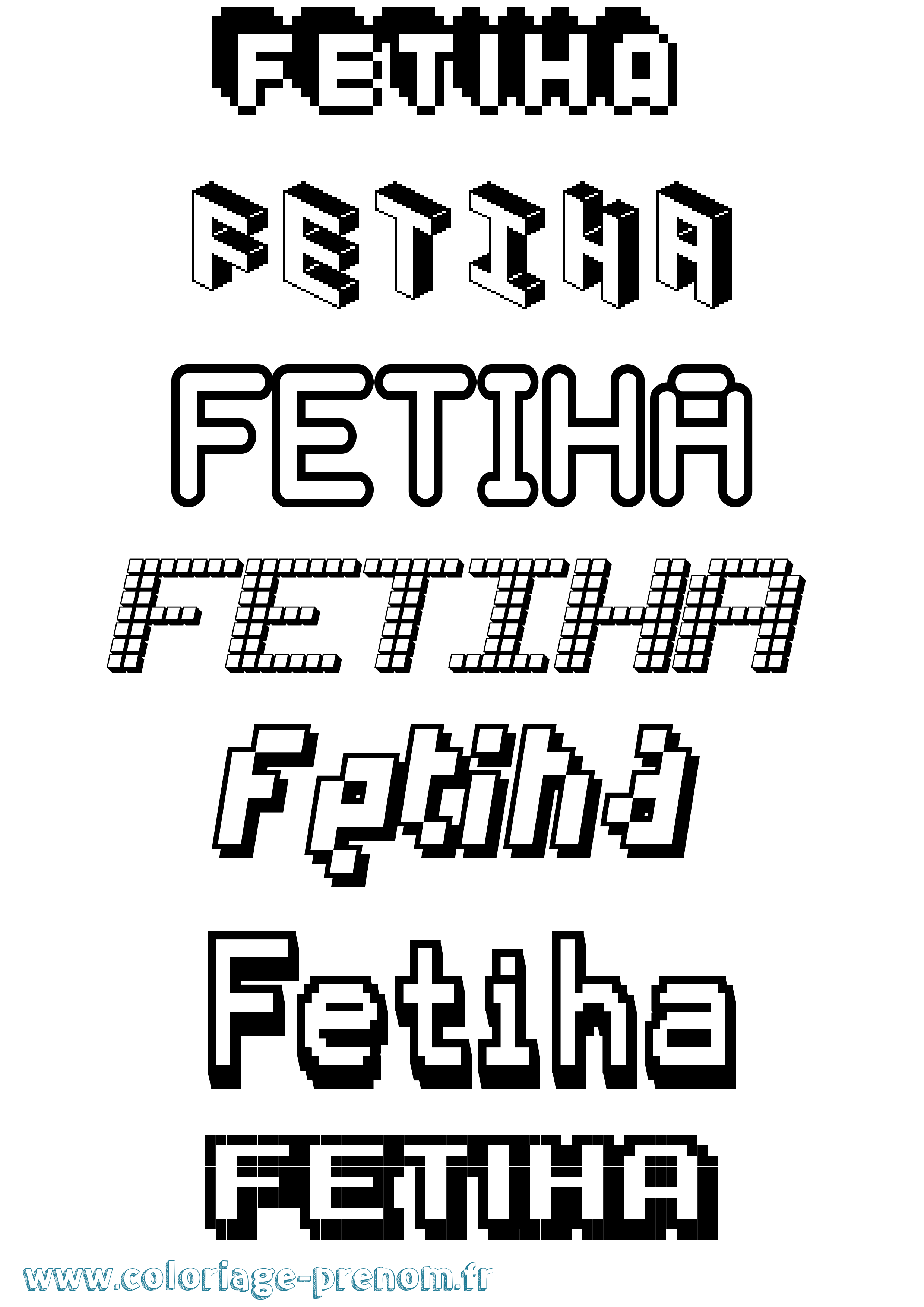 Coloriage Fetiha Pixel Coloriage prénom Fetiha Pixel