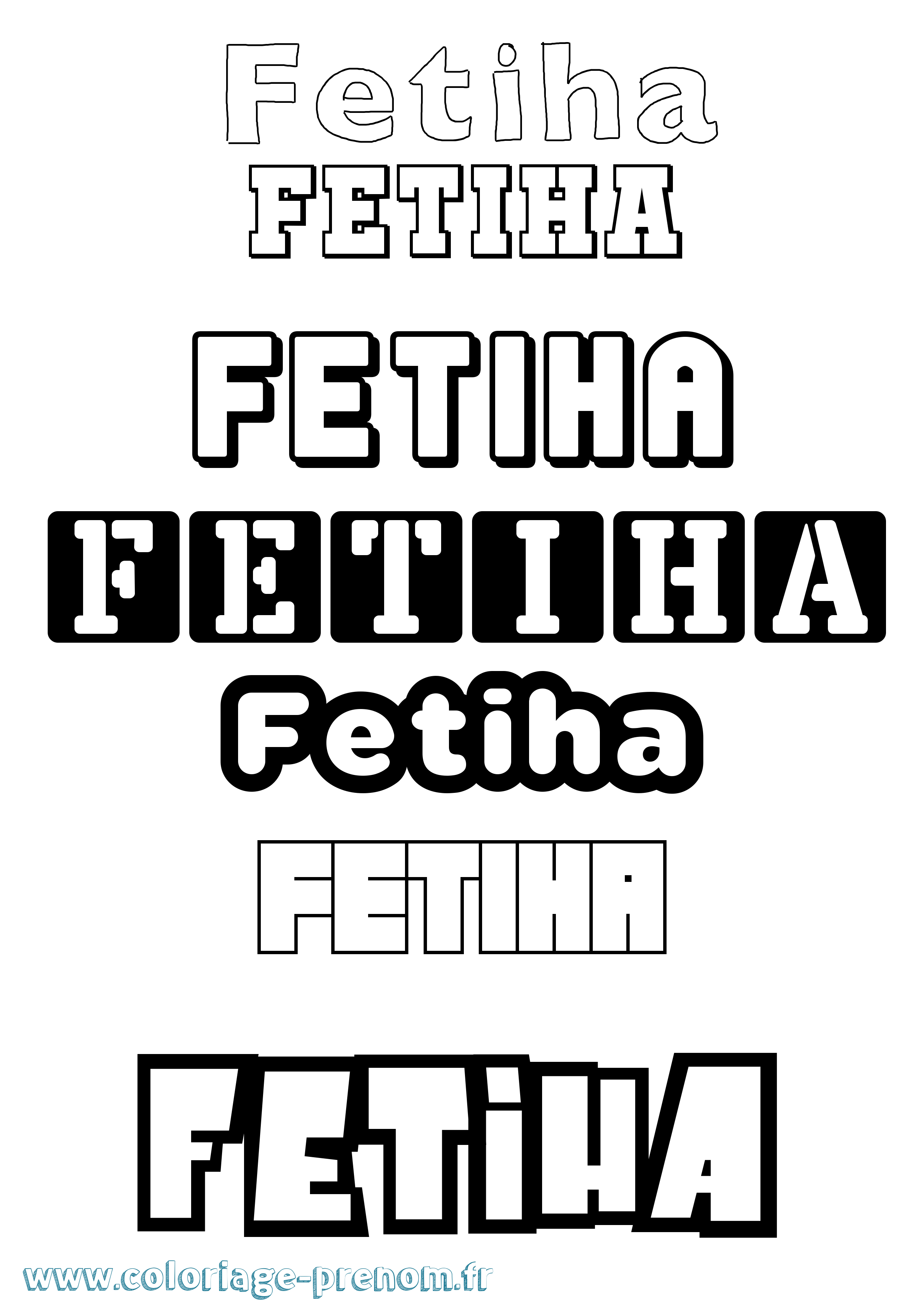 Coloriage Fetiha Simple Coloriage prénom Fetiha Simple