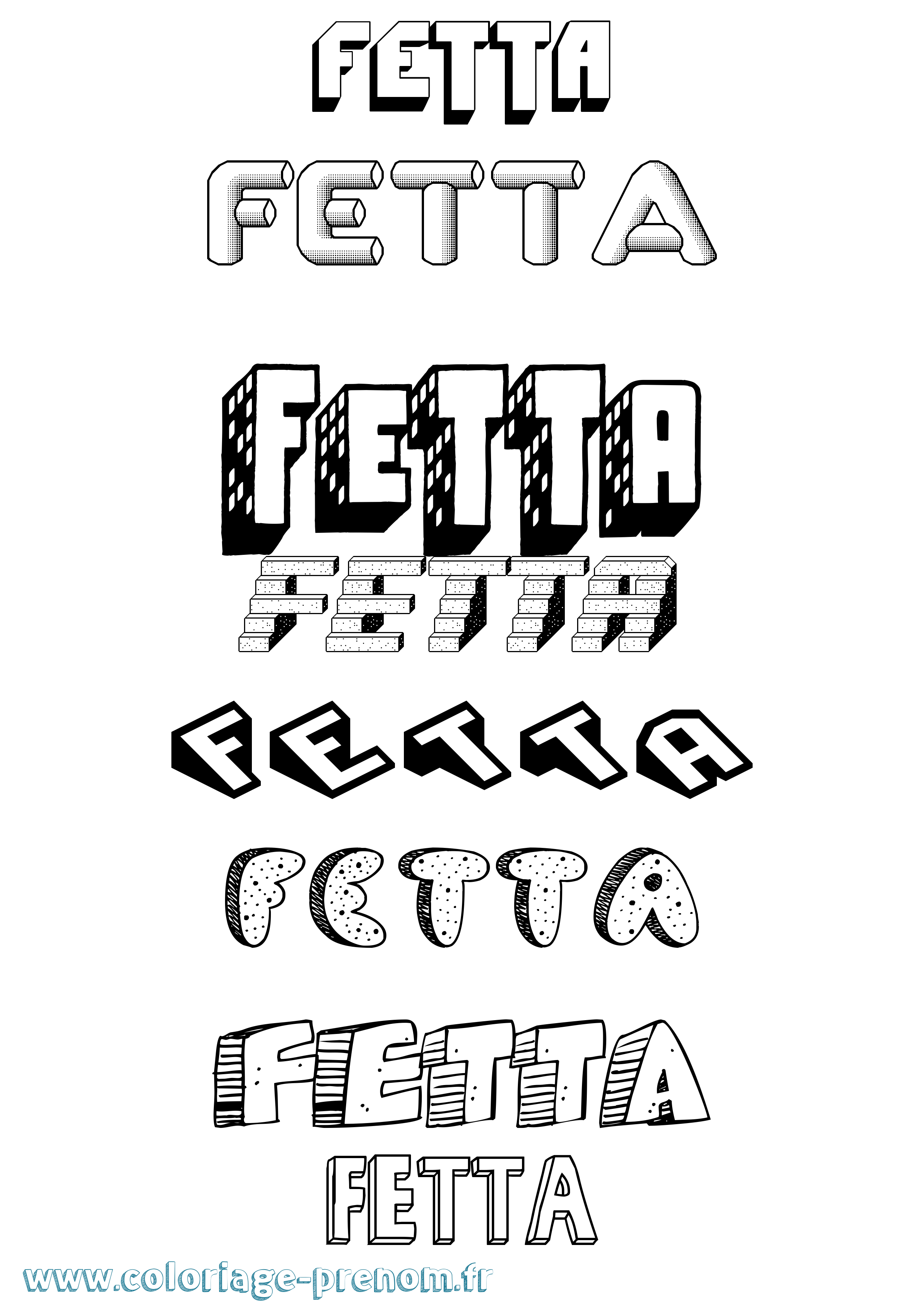 Coloriage Fetta Effet 3D Coloriage prénom Fetta Effet 3D