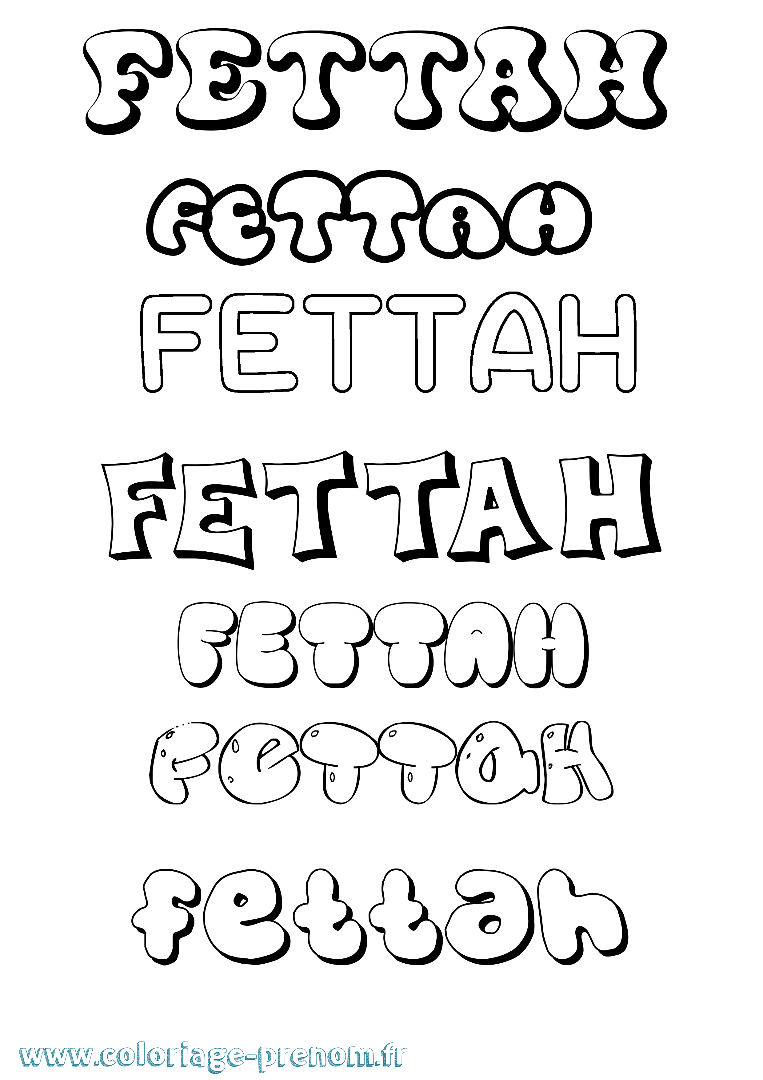 Coloriage Fettah Bubble Coloriage prénom Fettah Bubble