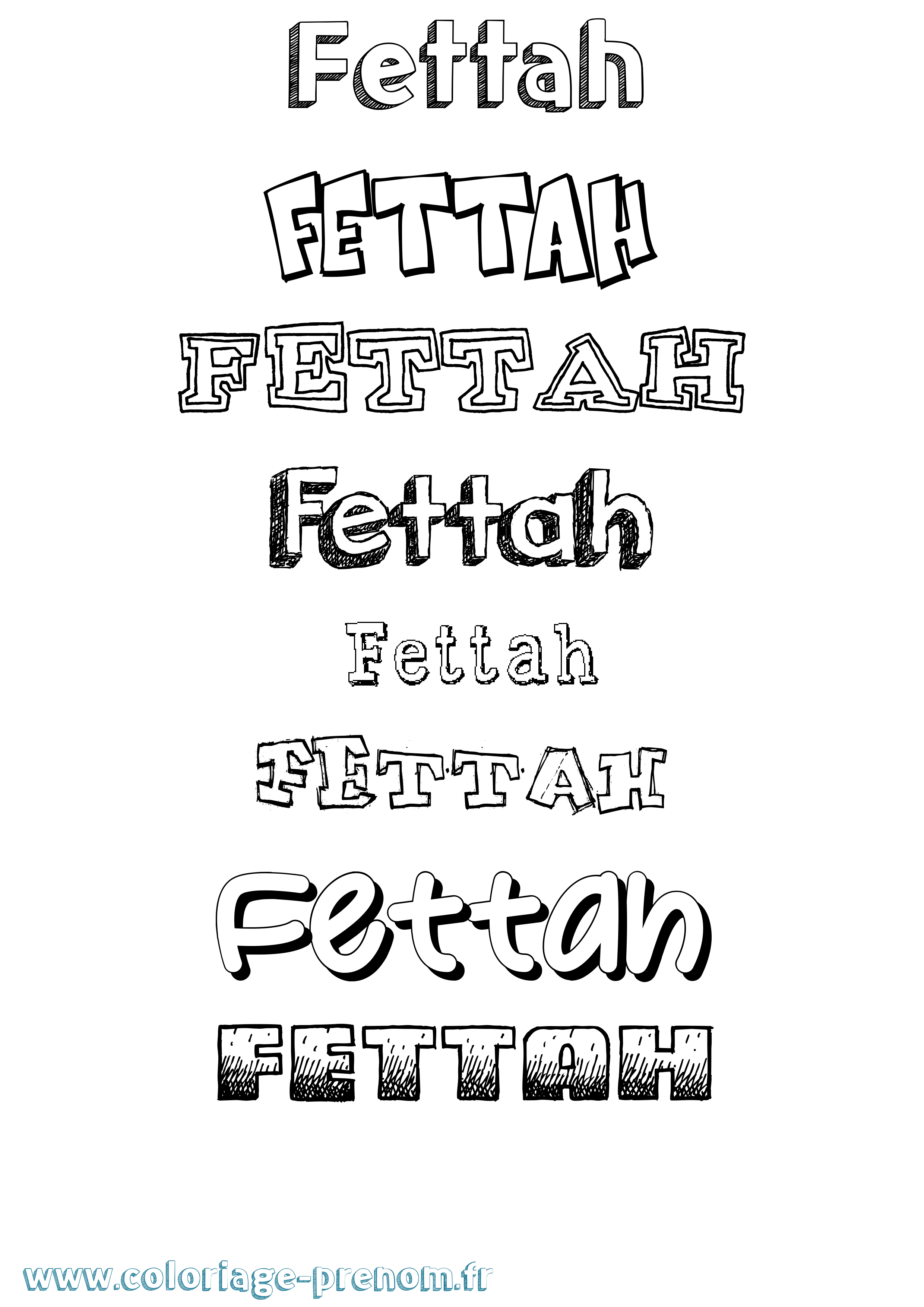 Coloriage Fettah Dessiné Coloriage prénom Fettah Dessiné