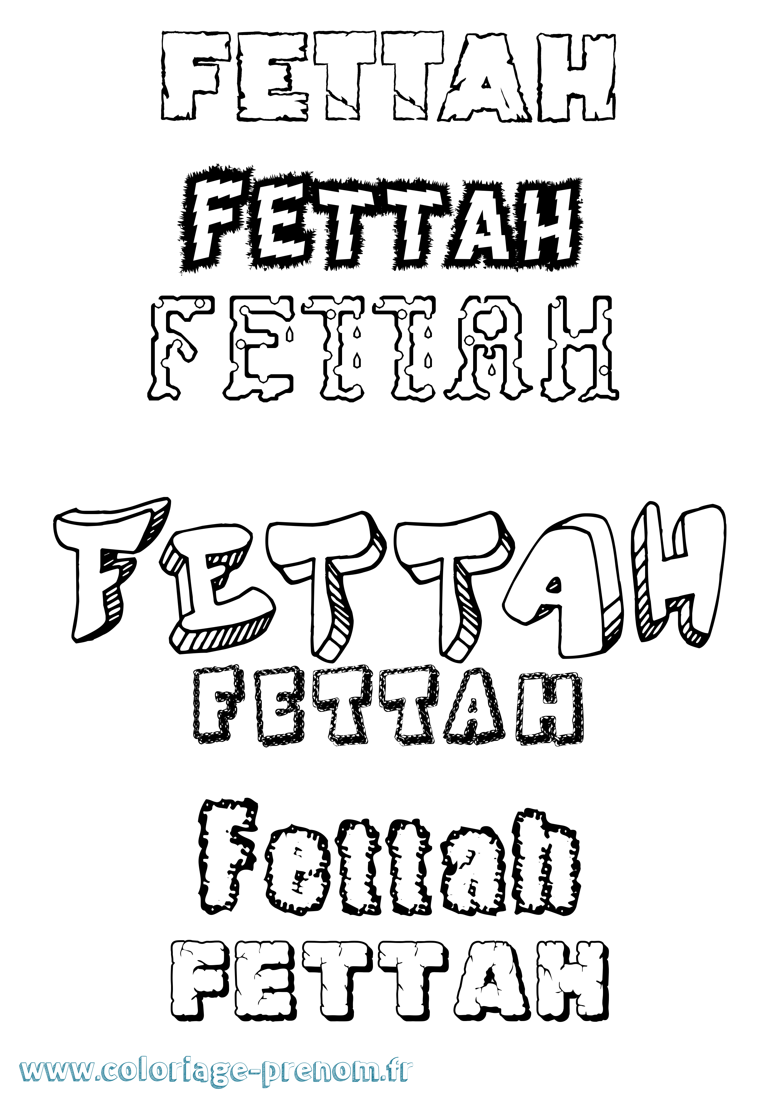Coloriage Fettah Destructuré Coloriage prénom Fettah Destructuré