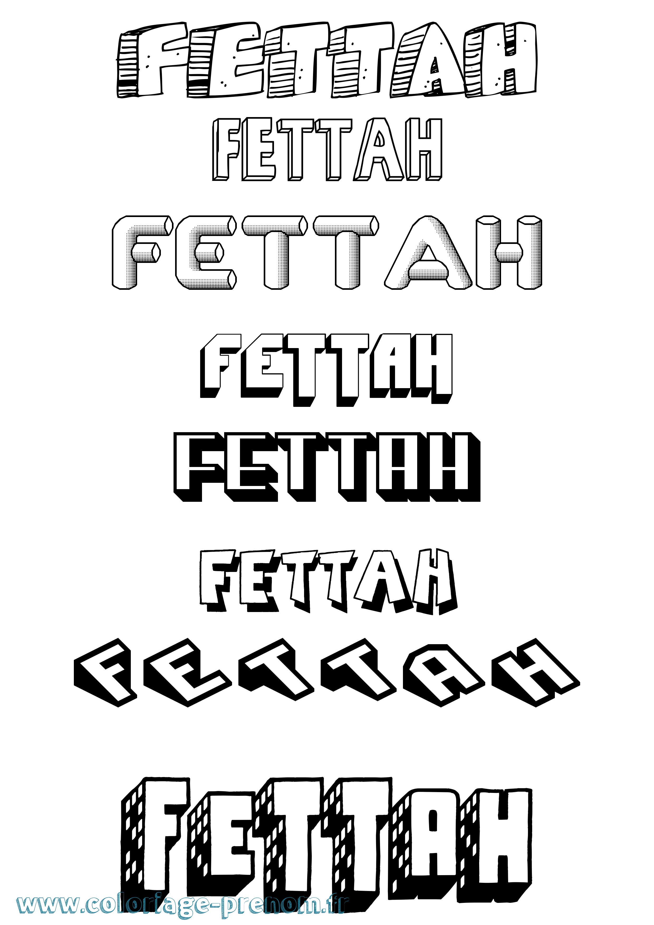 Coloriage Fettah Effet 3D Coloriage prénom Fettah Effet 3D