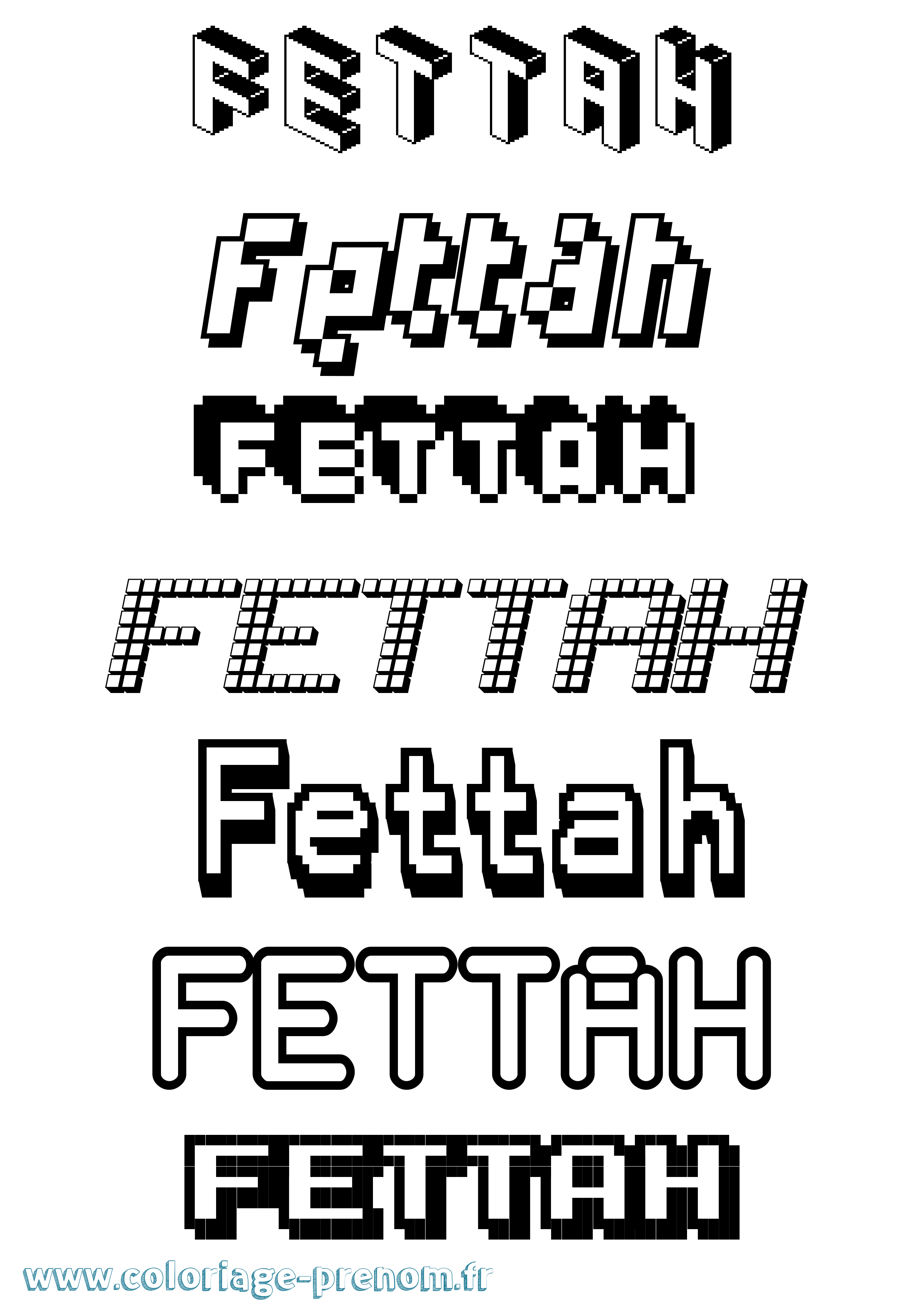 Coloriage Fettah Pixel Coloriage prénom Fettah Pixel