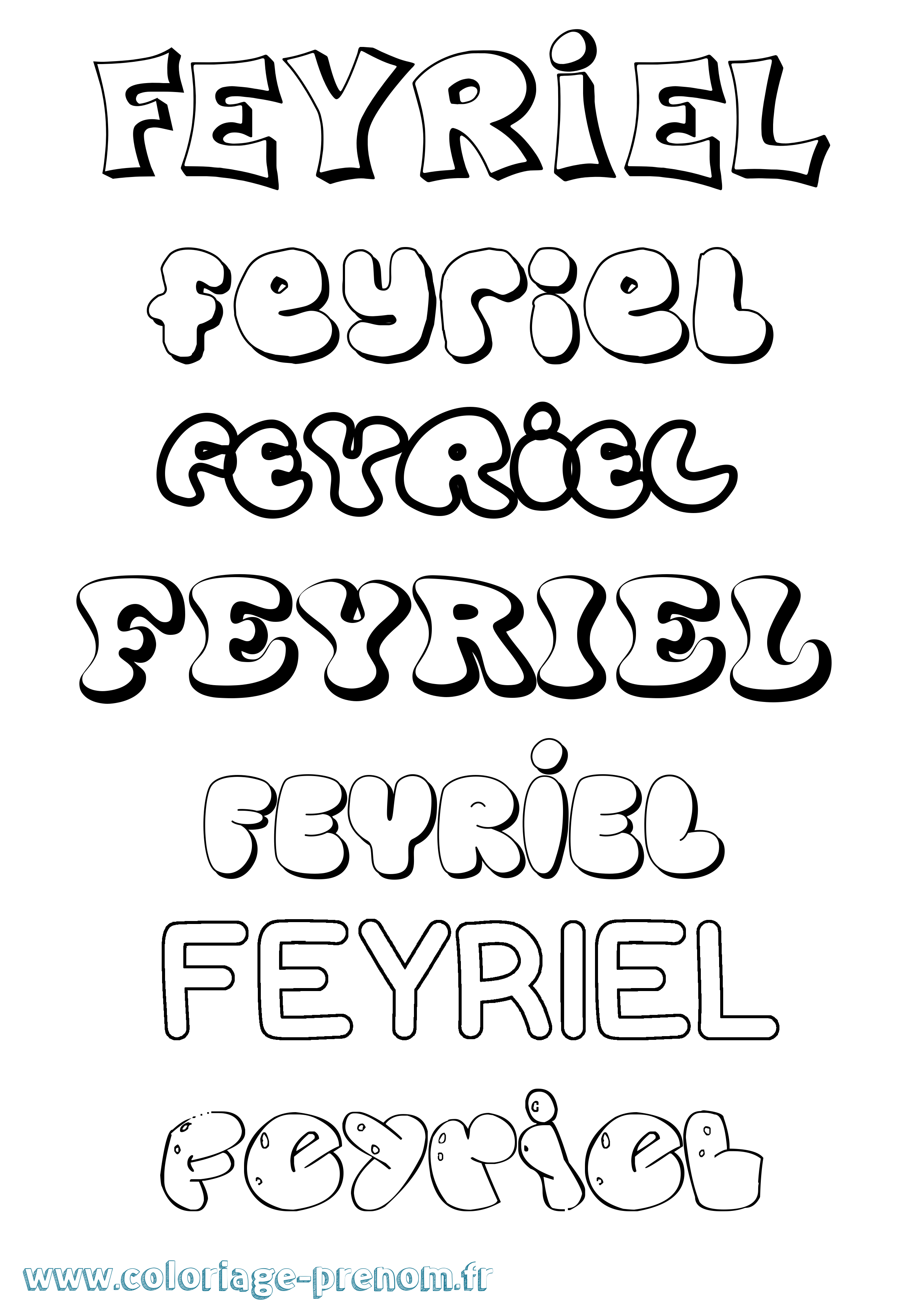 Coloriage Feyriel Bubble Coloriage prénom Feyriel Bubble