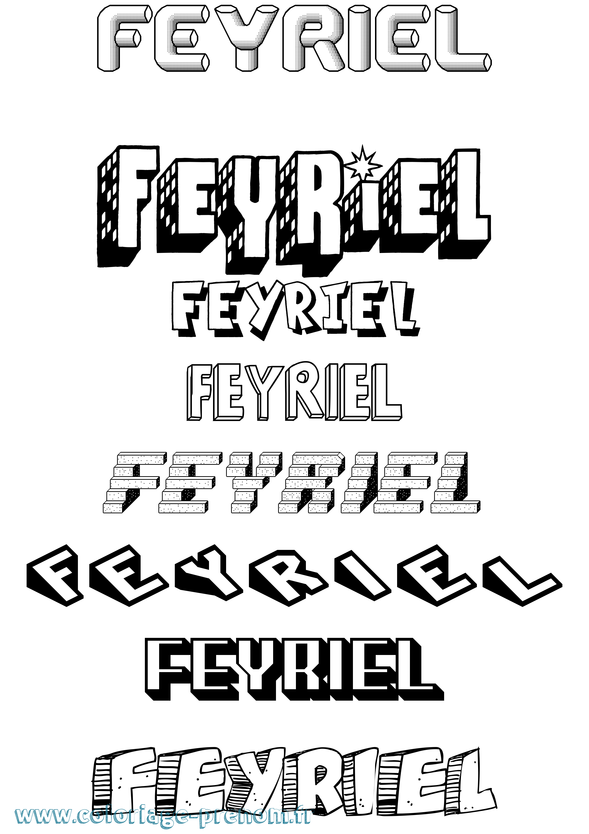 Coloriage Feyriel Effet 3D Coloriage prénom Feyriel Effet 3D