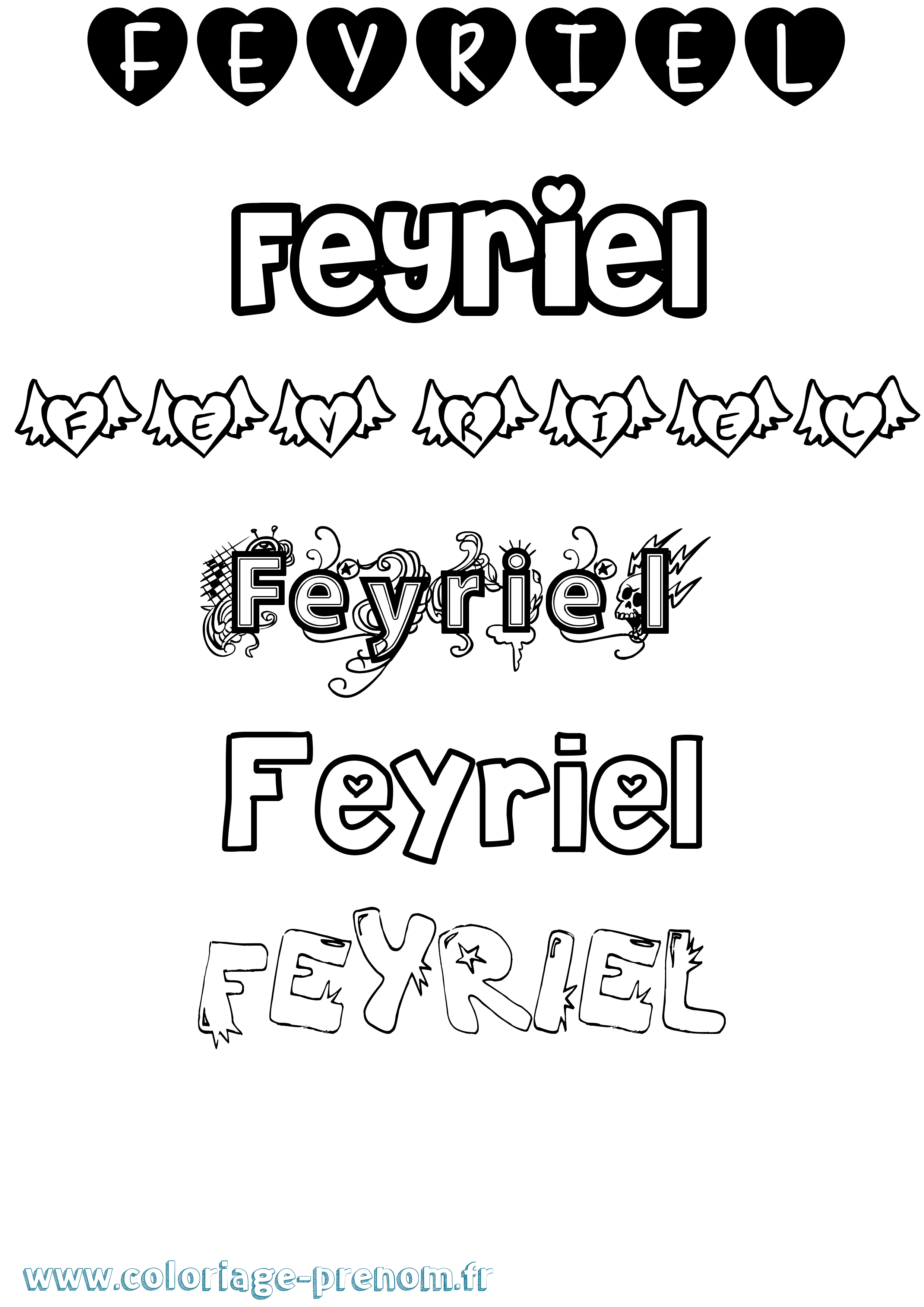 Coloriage Feyriel Girly Coloriage prénom Feyriel Girly