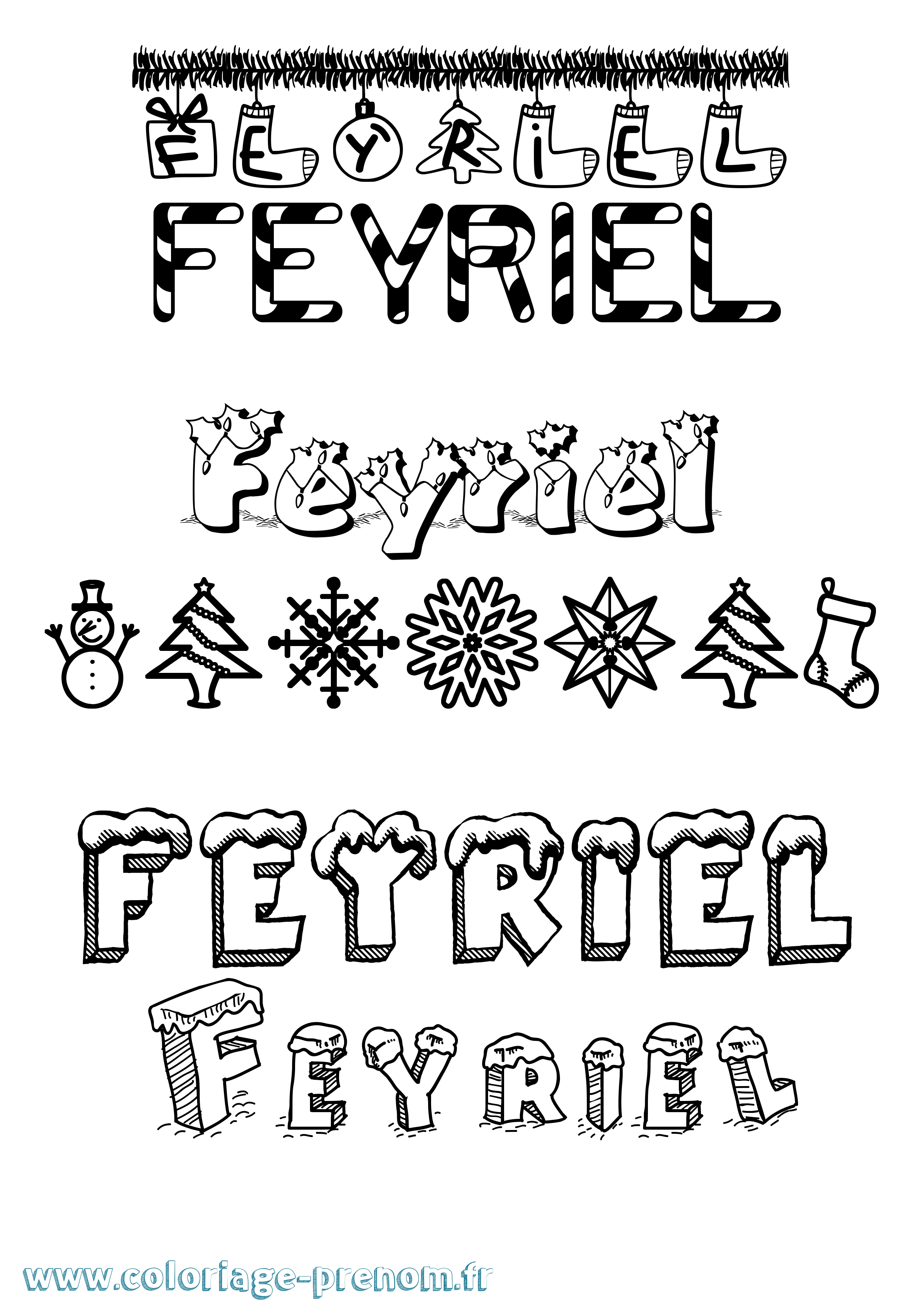 Coloriage Feyriel Noël Coloriage prénom Feyriel Noël