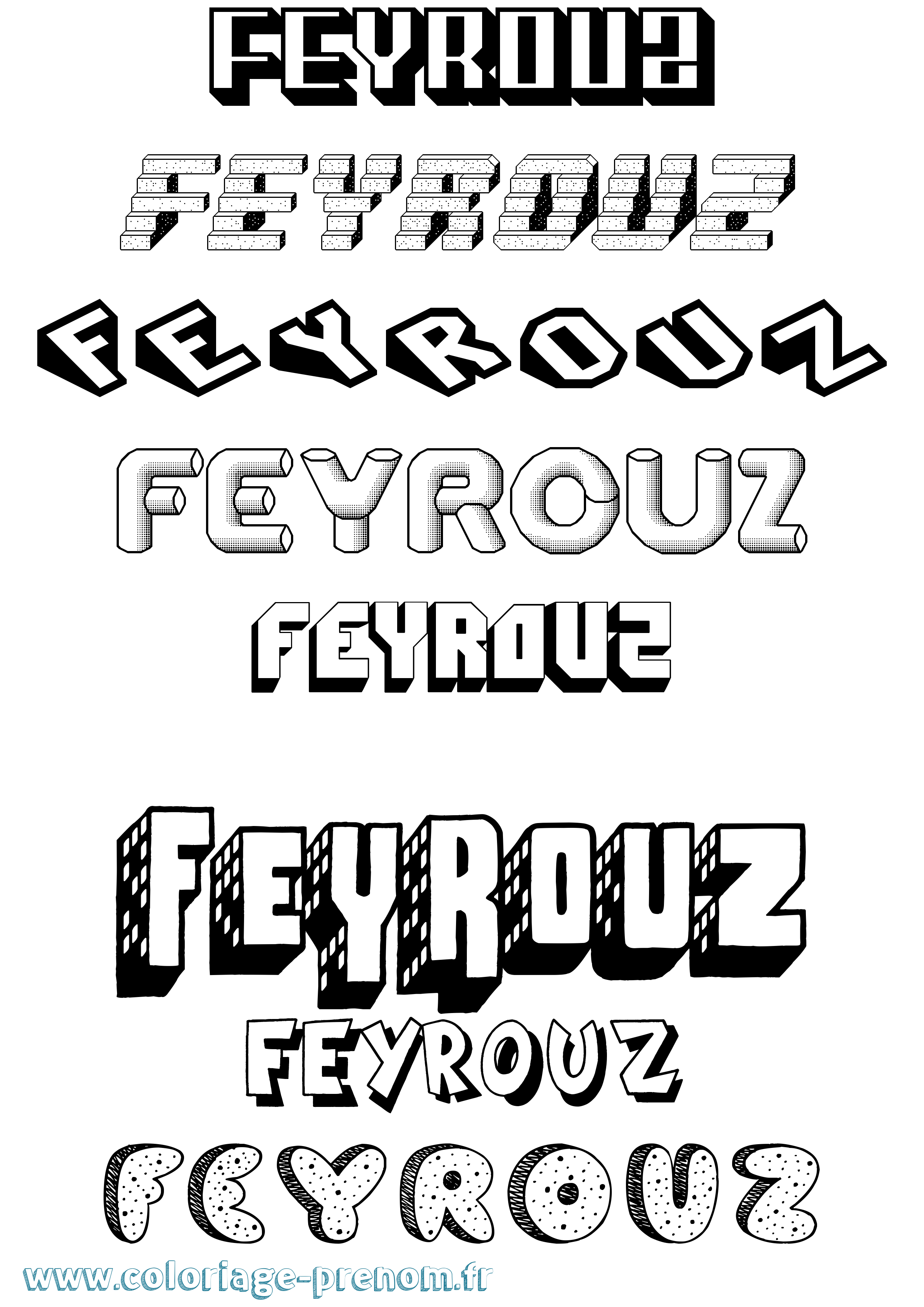 Coloriage Feyrouz Effet 3D Coloriage prénom Feyrouz Effet 3D