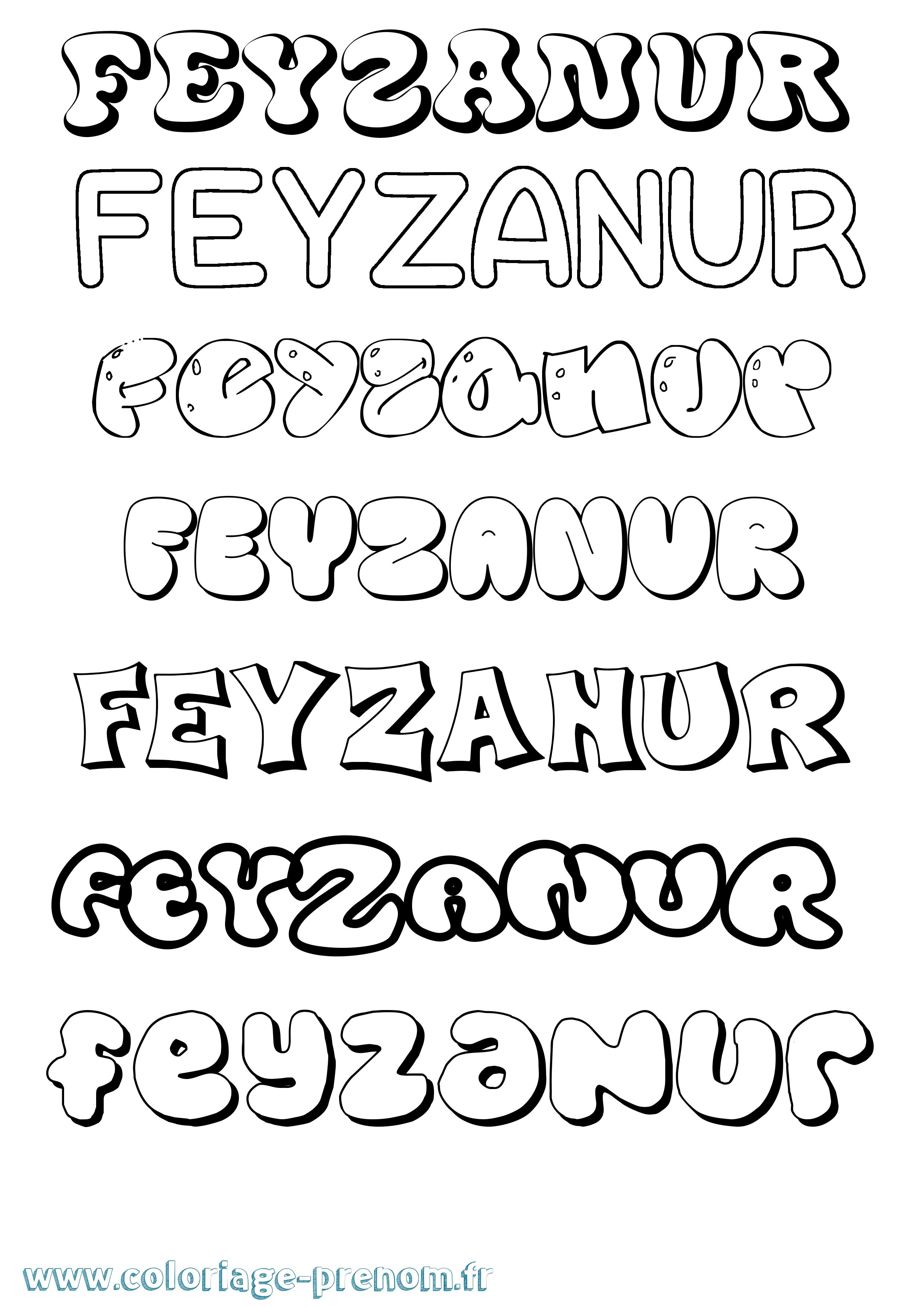 Coloriage Feyzanur Bubble Coloriage prénom Feyzanur Bubble