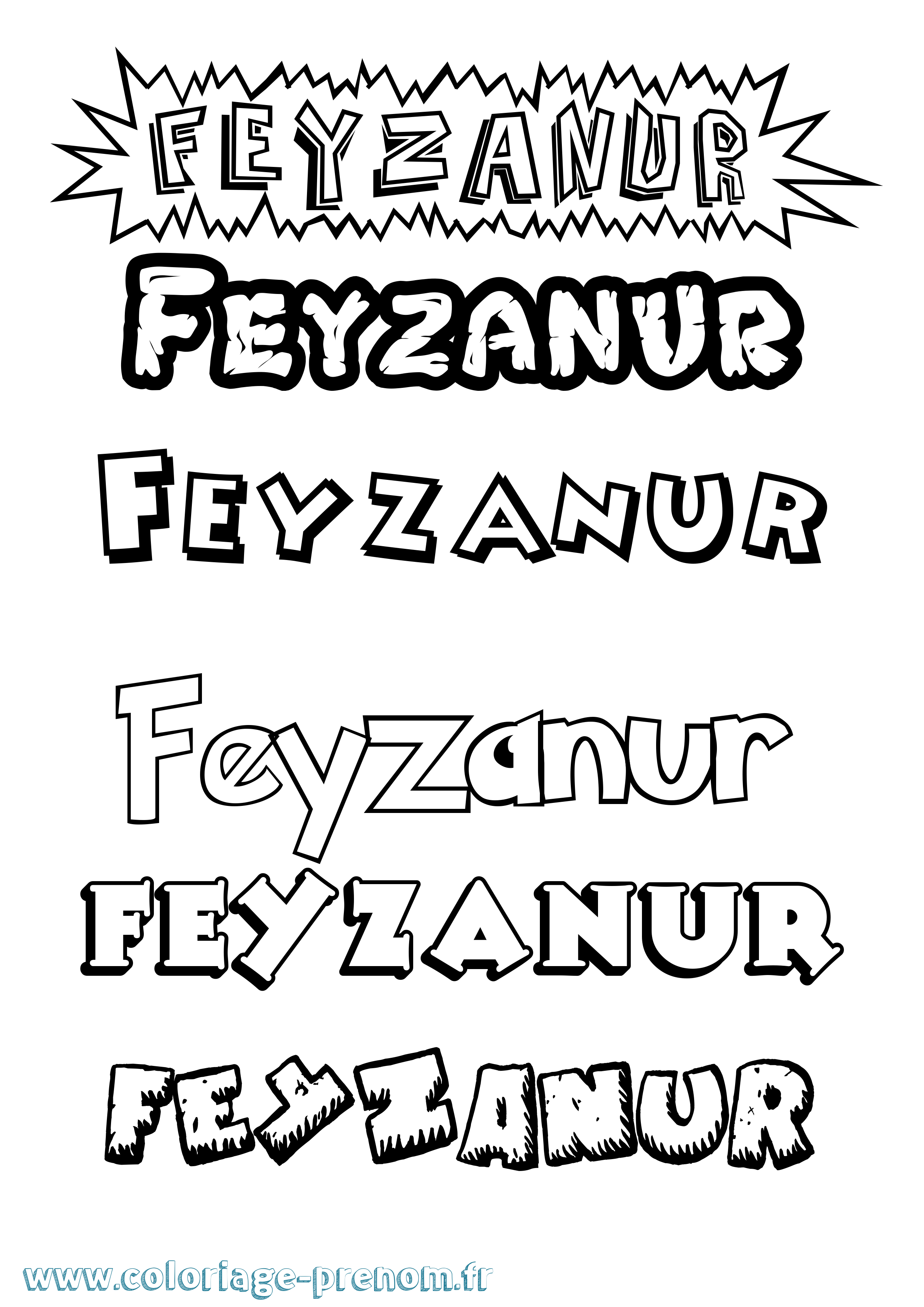 Coloriage Feyzanur Dessin Animé Coloriage prénom Feyzanur Dessin Animé
