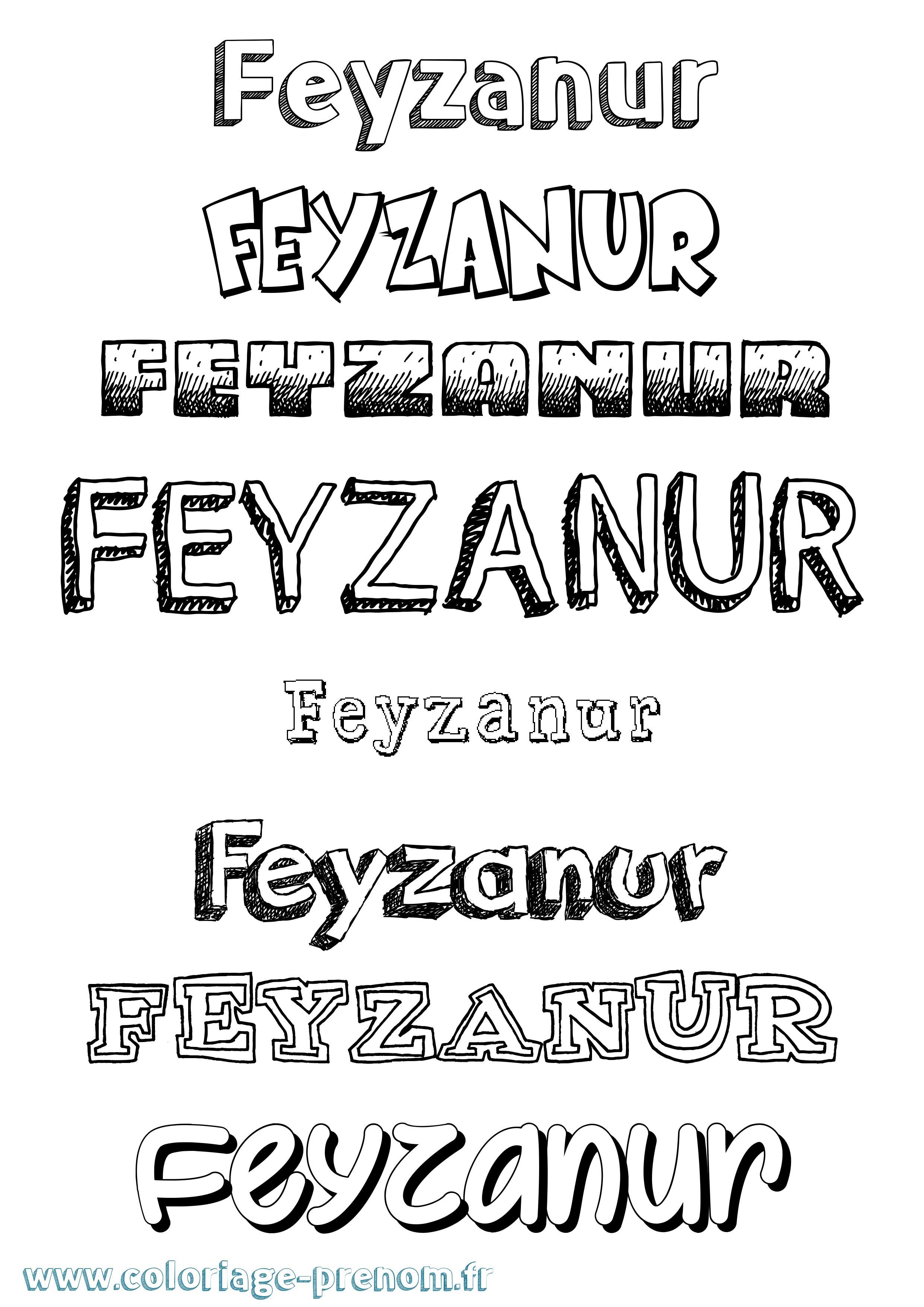Coloriage Feyzanur Dessiné Coloriage prénom Feyzanur Dessiné