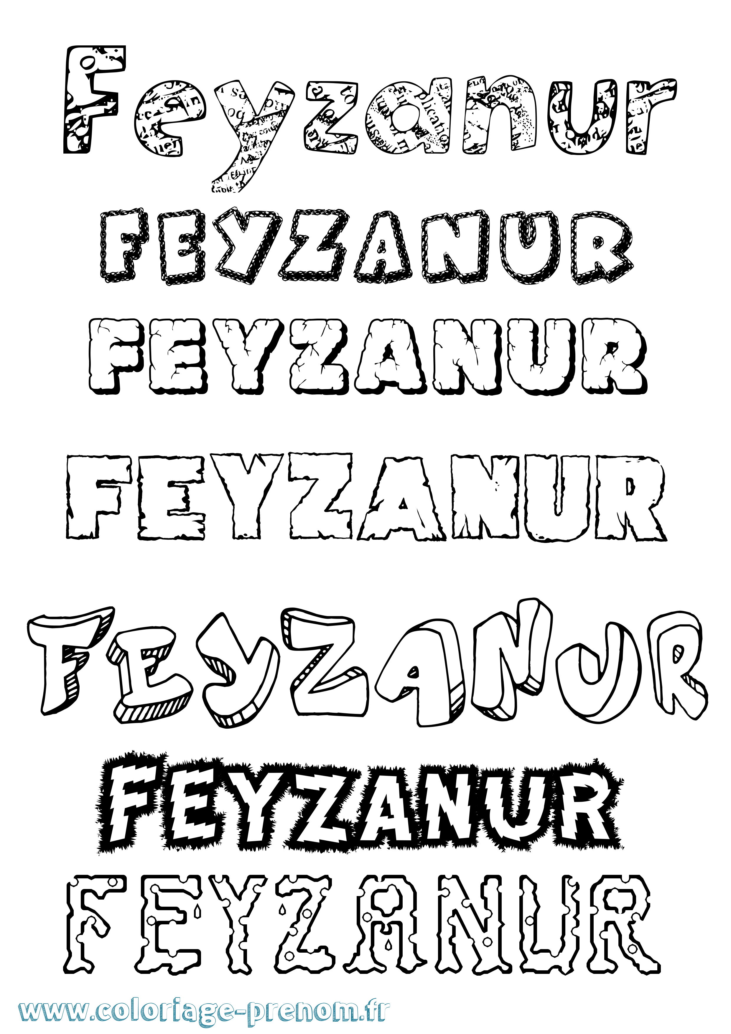 Coloriage Feyzanur Destructuré Coloriage prénom Feyzanur Destructuré