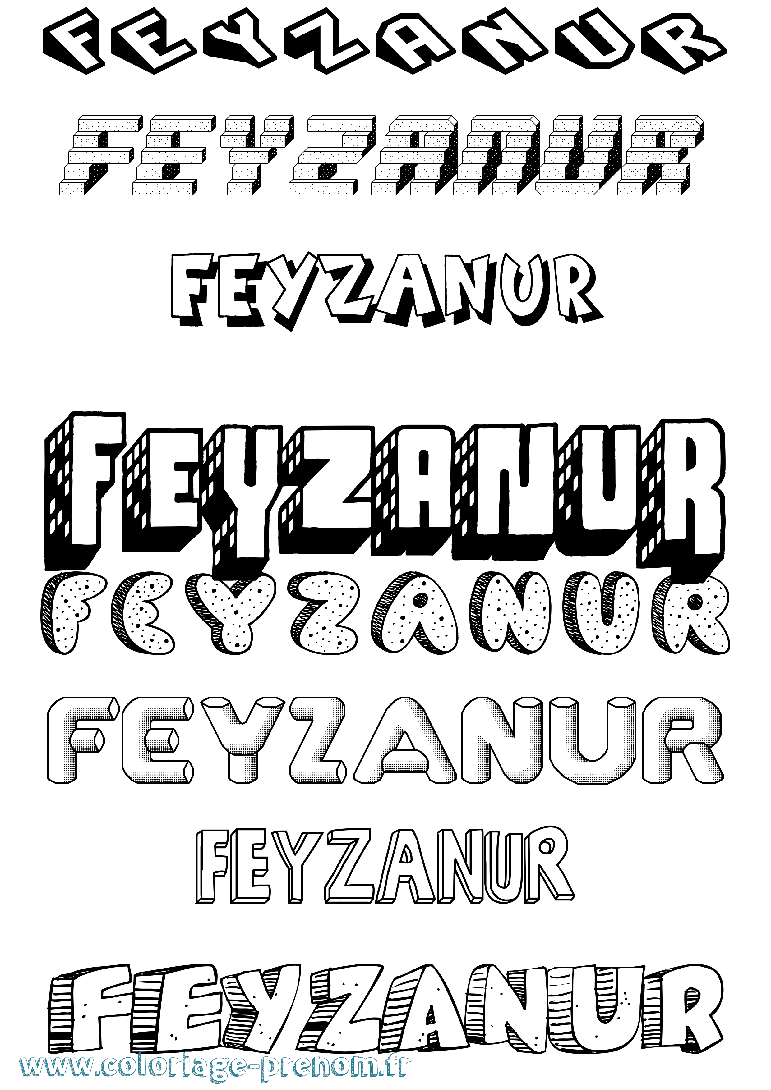 Coloriage Feyzanur Effet 3D Coloriage prénom Feyzanur Effet 3D