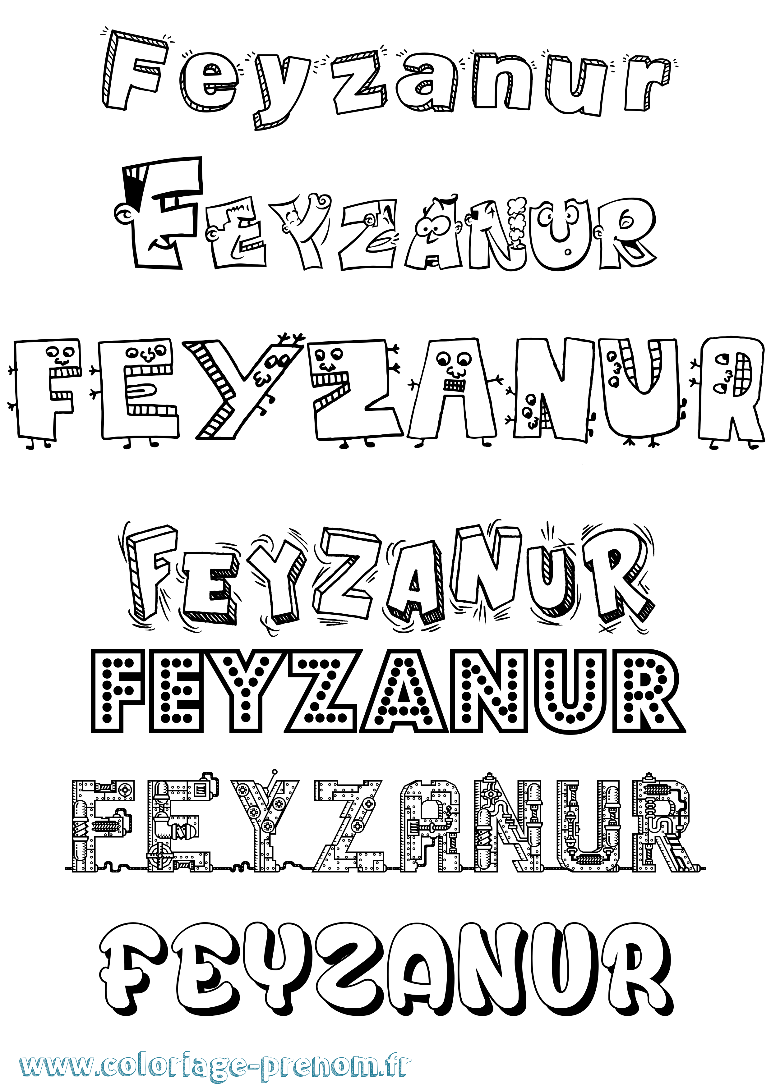 Coloriage Feyzanur Fun Coloriage prénom Feyzanur Fun
