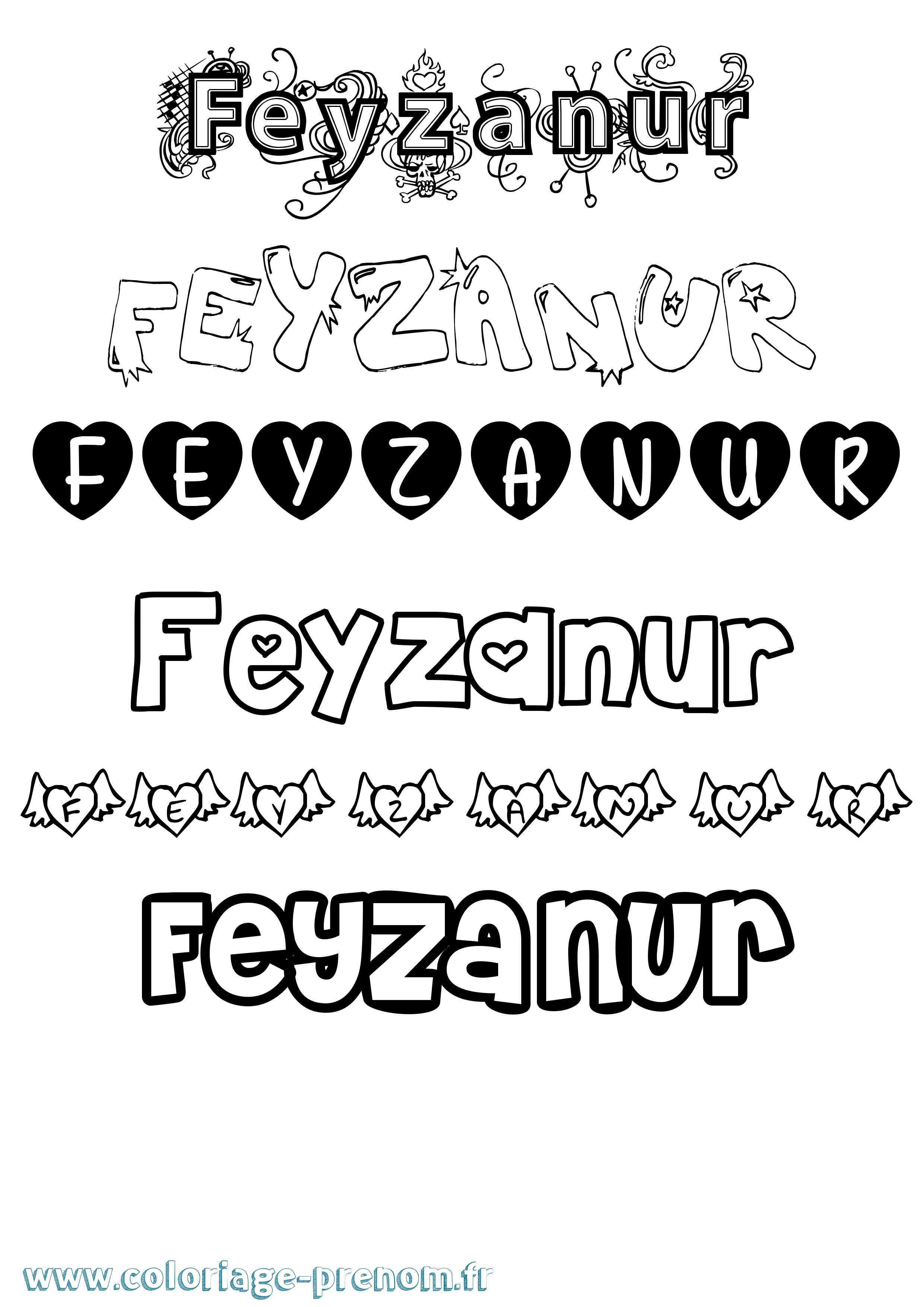 Coloriage Feyzanur Girly Coloriage prénom Feyzanur Girly