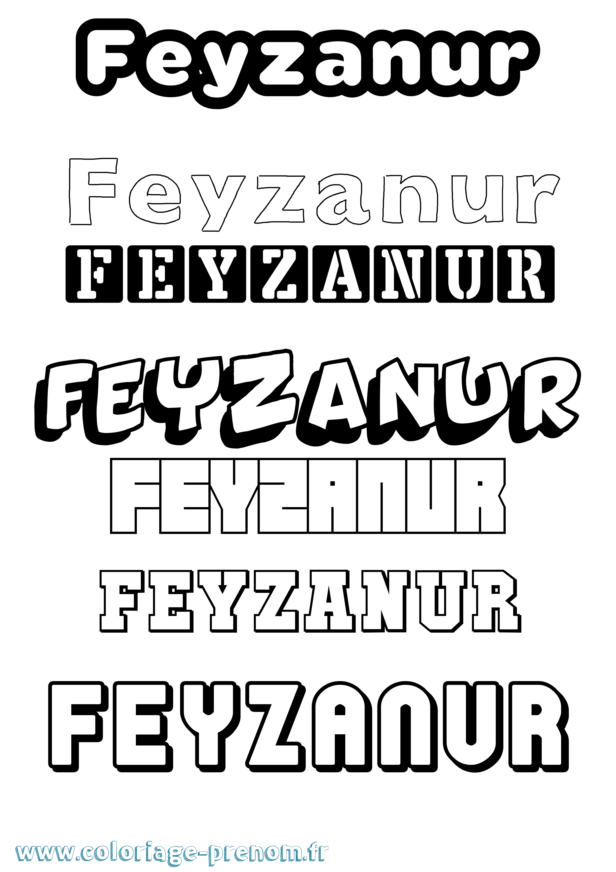 Coloriage Feyzanur Simple Coloriage prénom Feyzanur Simple