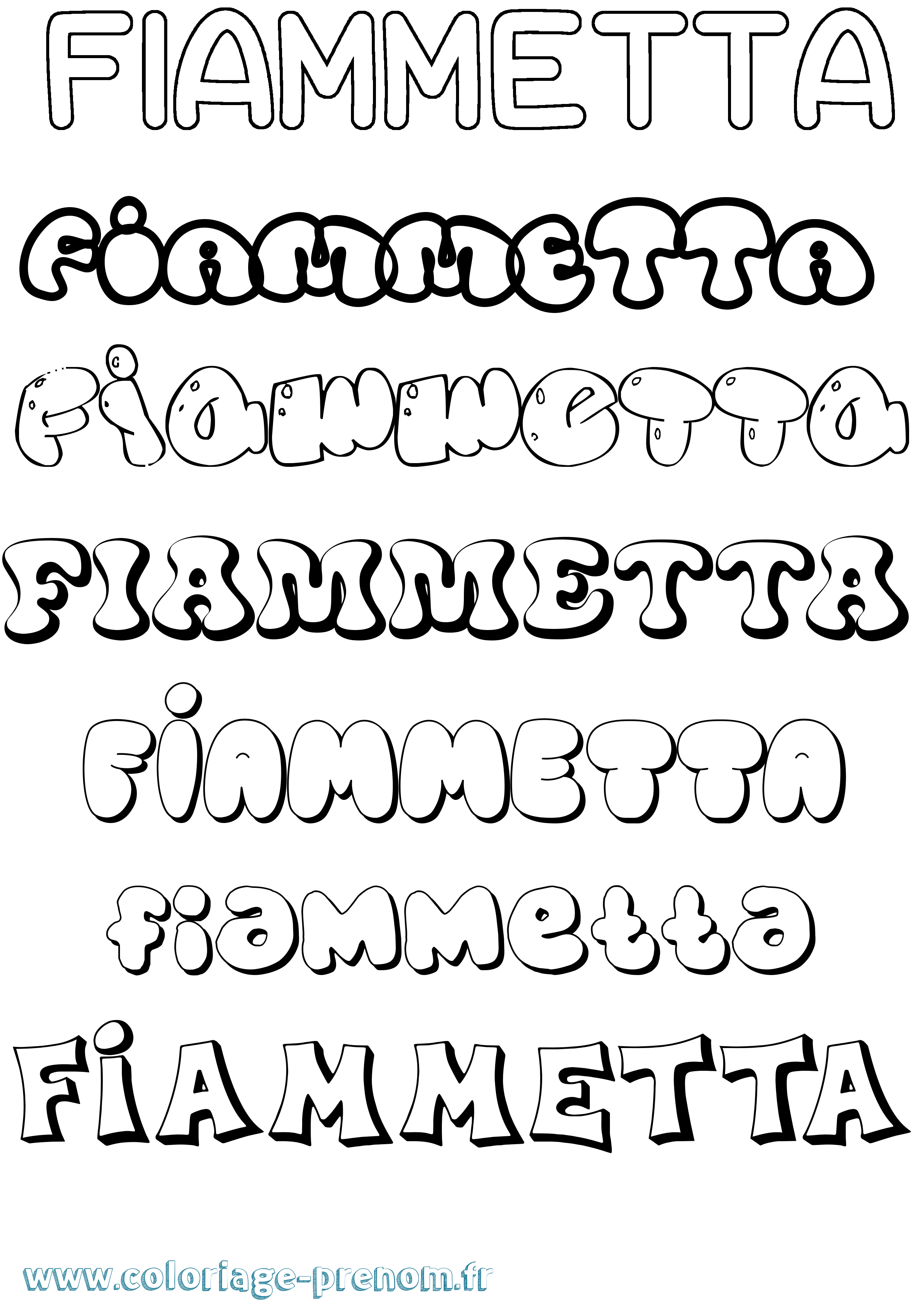 Coloriage Fiammetta Bubble Coloriage prénom Fiammetta Bubble