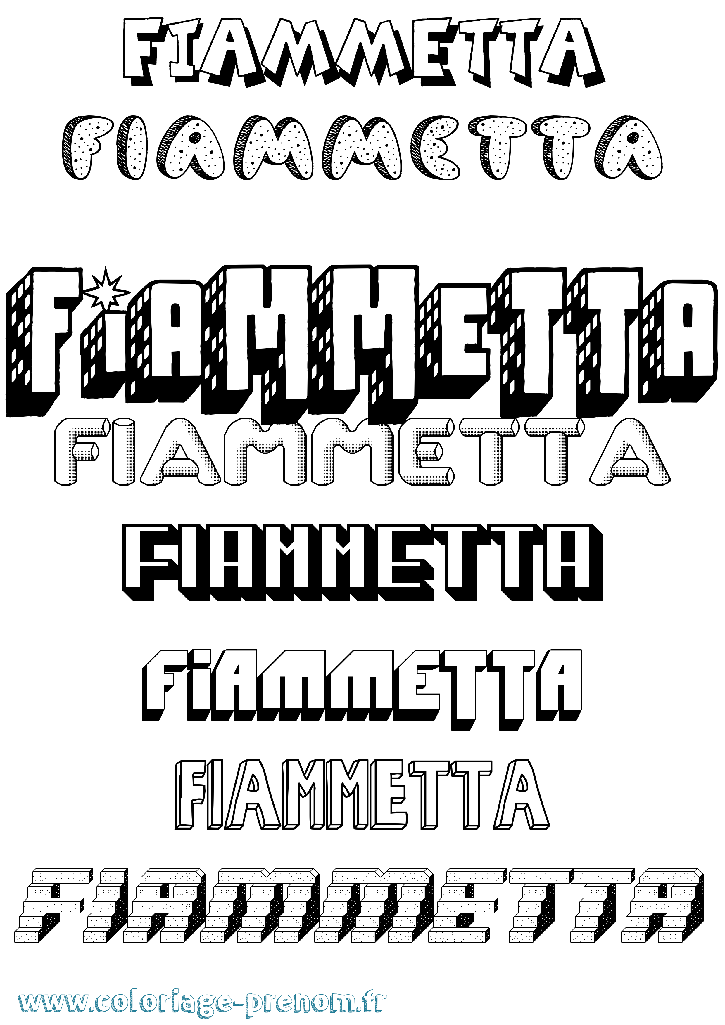 Coloriage Fiammetta Effet 3D Coloriage prénom Fiammetta Effet 3D