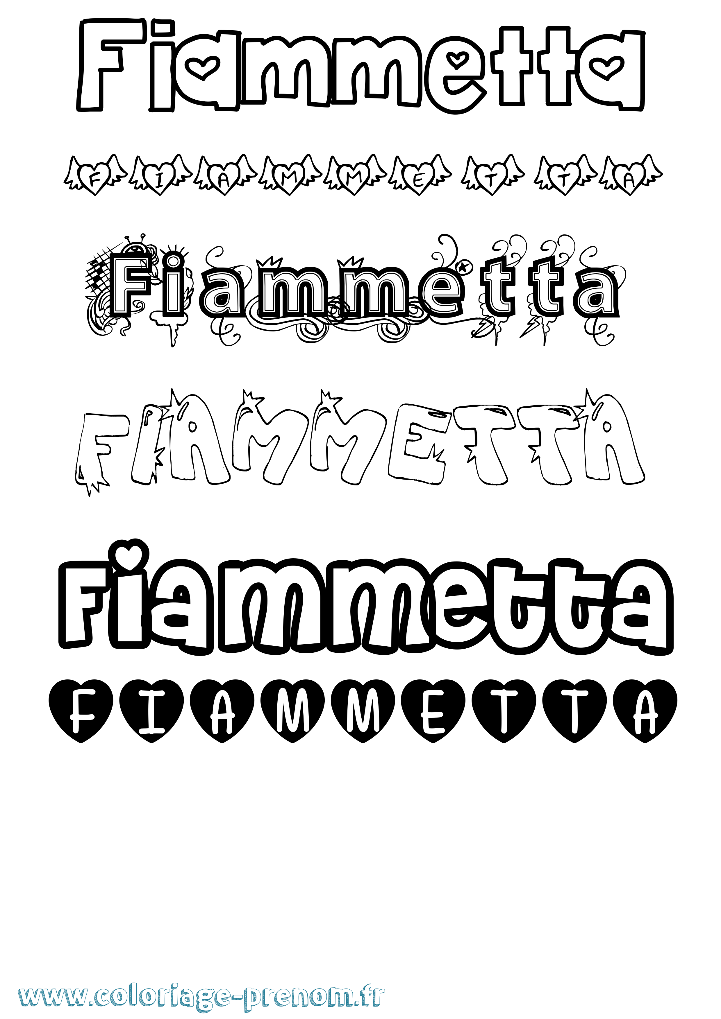 Coloriage Fiammetta Girly Coloriage prénom Fiammetta Girly