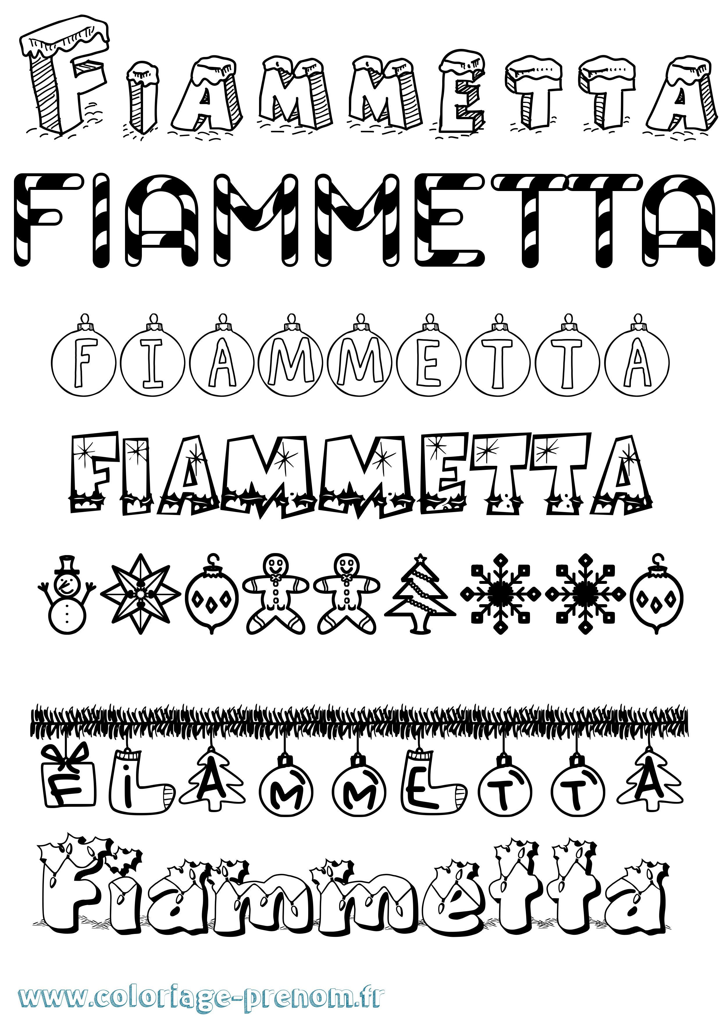 Coloriage Fiammetta Noël Coloriage prénom Fiammetta Noël