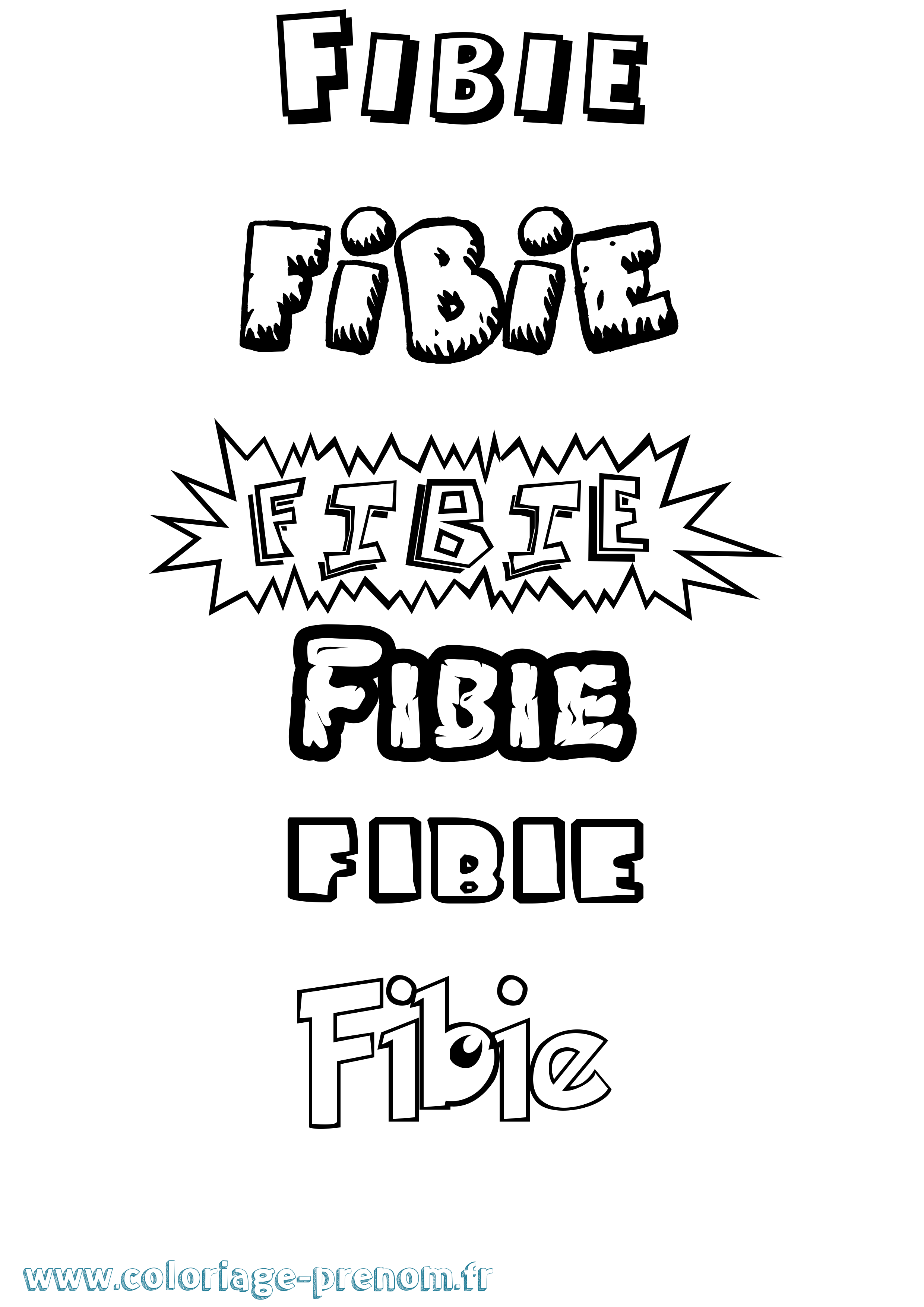 Coloriage Fibie Dessin Animé Coloriage prénom Fibie Dessin Animé