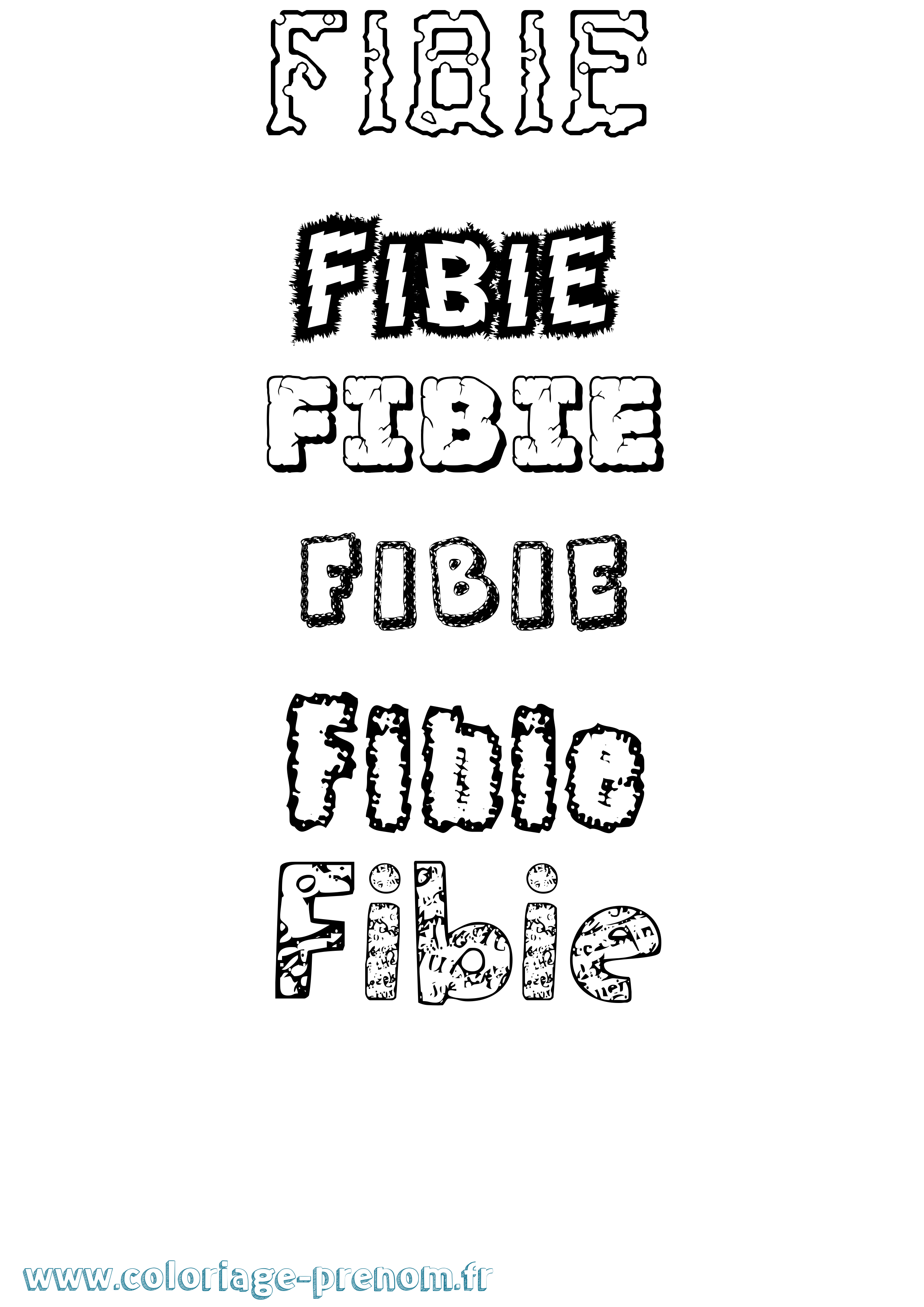 Coloriage Fibie Destructuré Coloriage prénom Fibie Destructuré