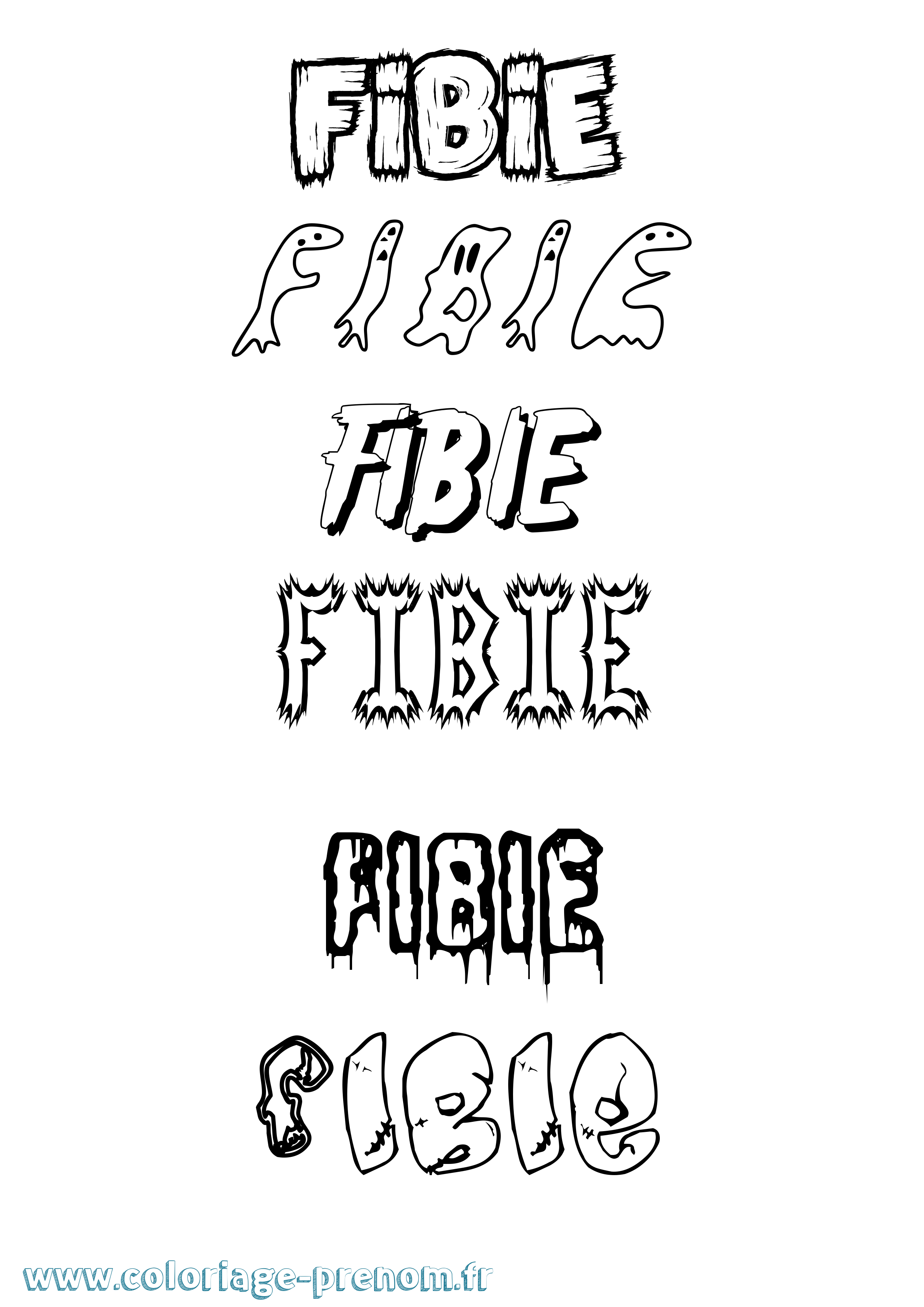 Coloriage Fibie Frisson Coloriage prénom Fibie Frisson
