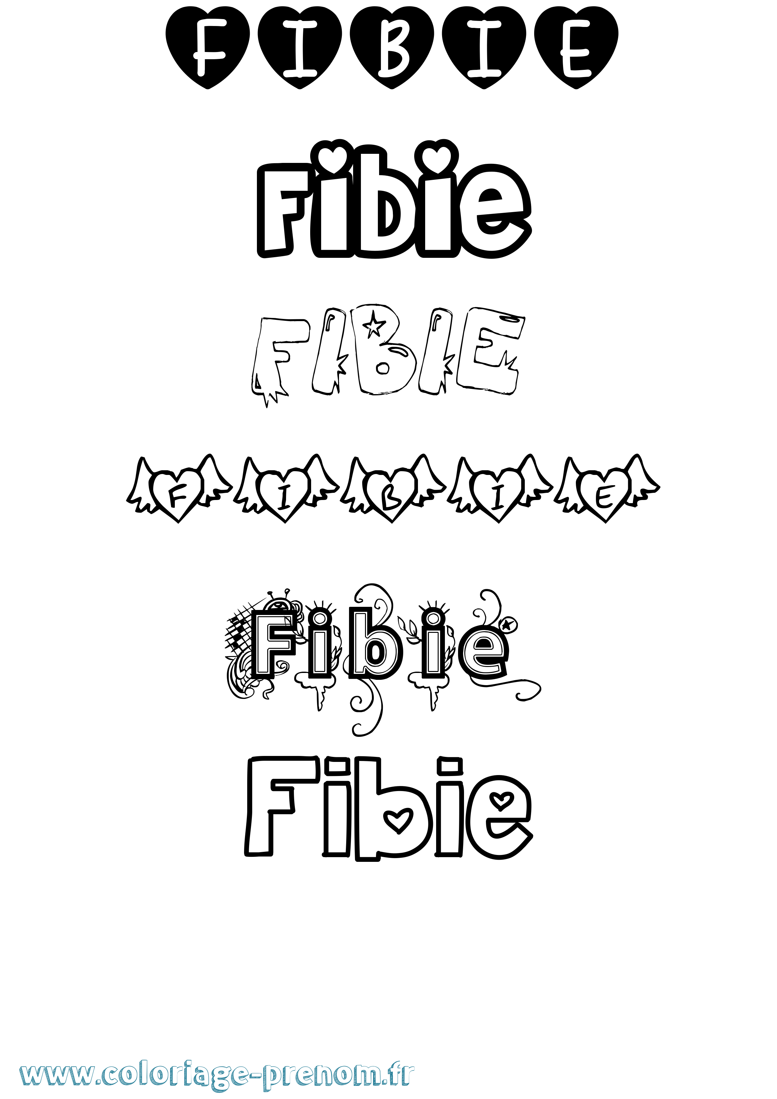 Coloriage Fibie Girly Coloriage prénom Fibie Girly
