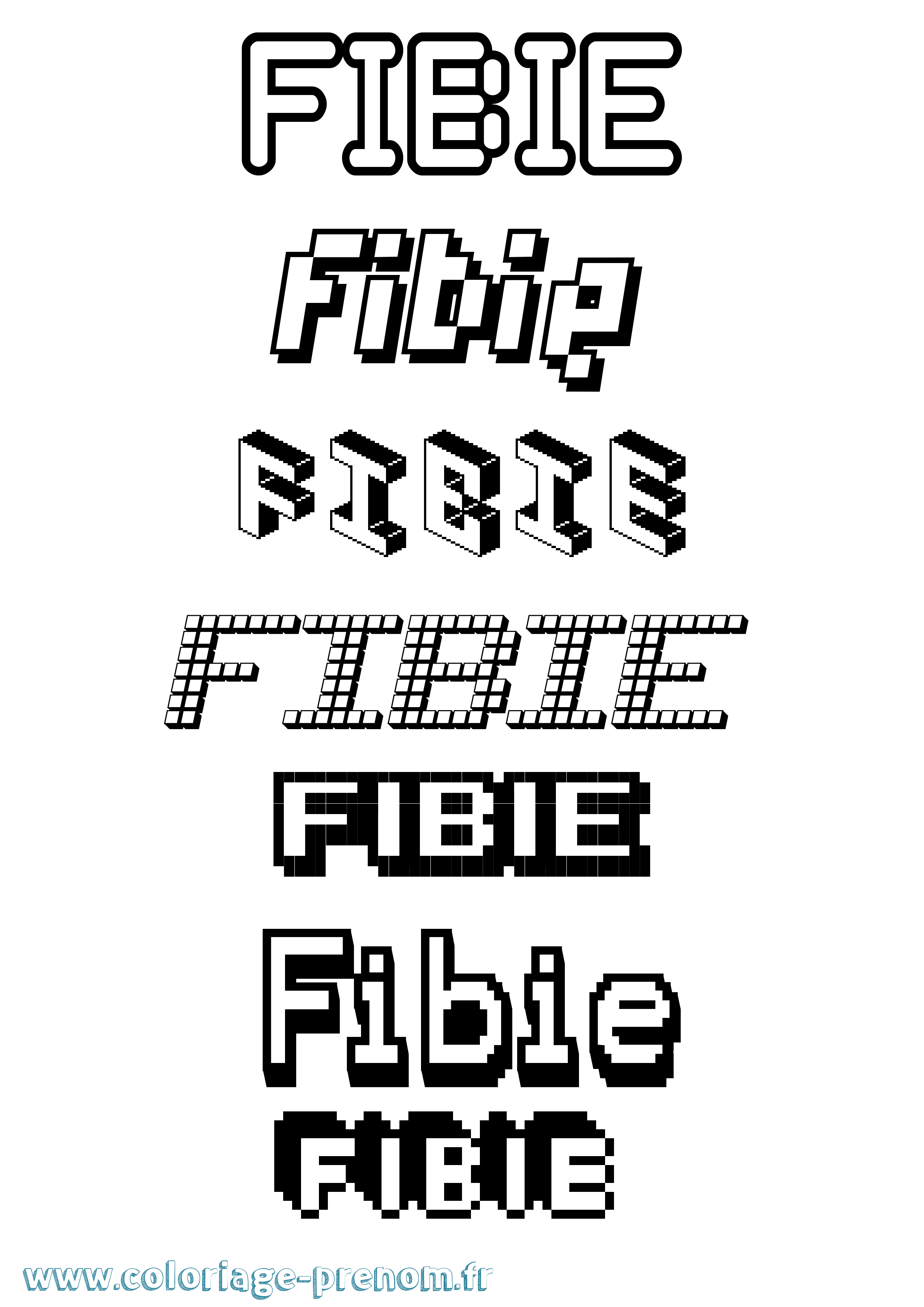 Coloriage Fibie Pixel Coloriage prénom Fibie Pixel