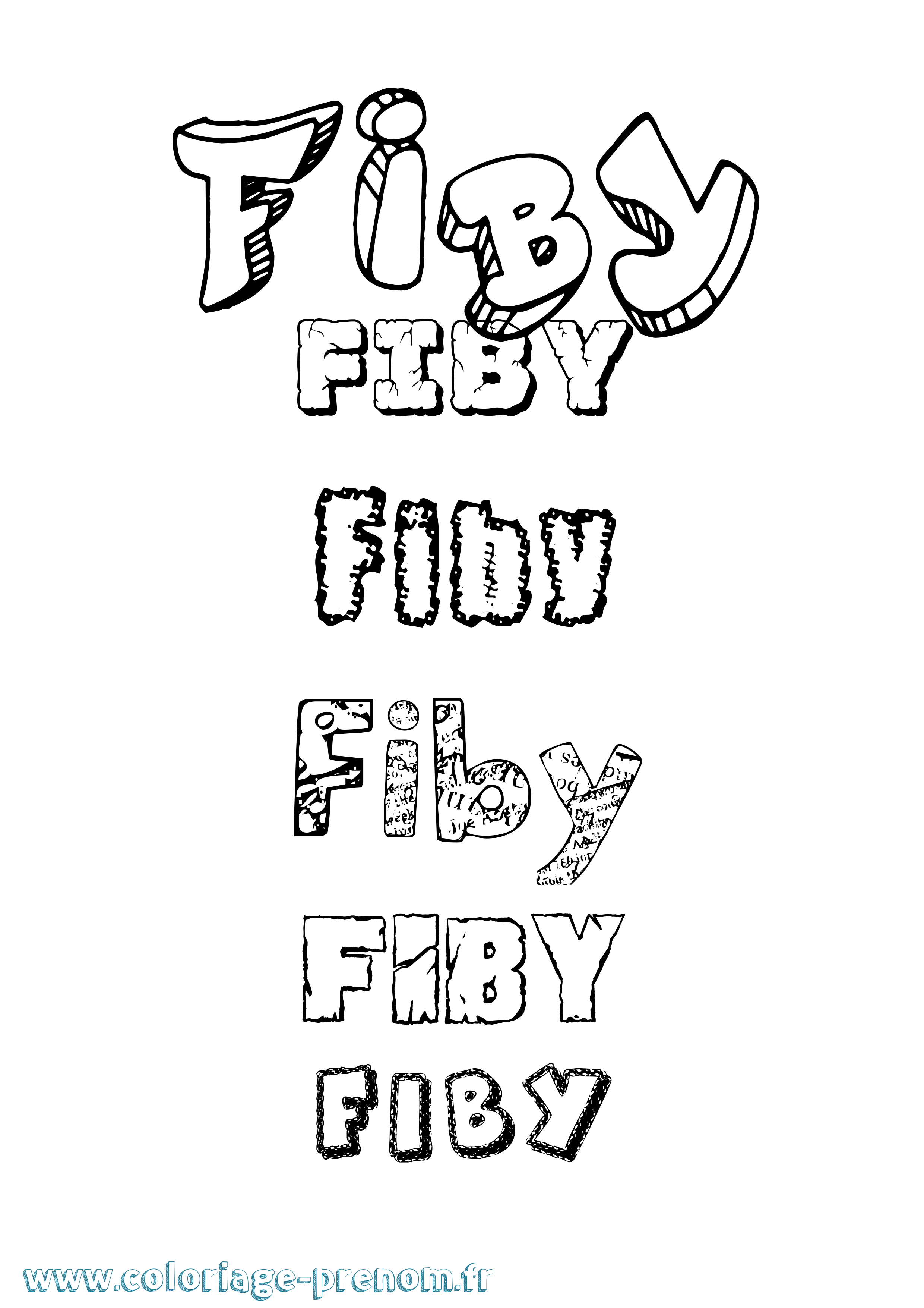 Coloriage Fiby Destructuré Coloriage prénom Fiby Destructuré