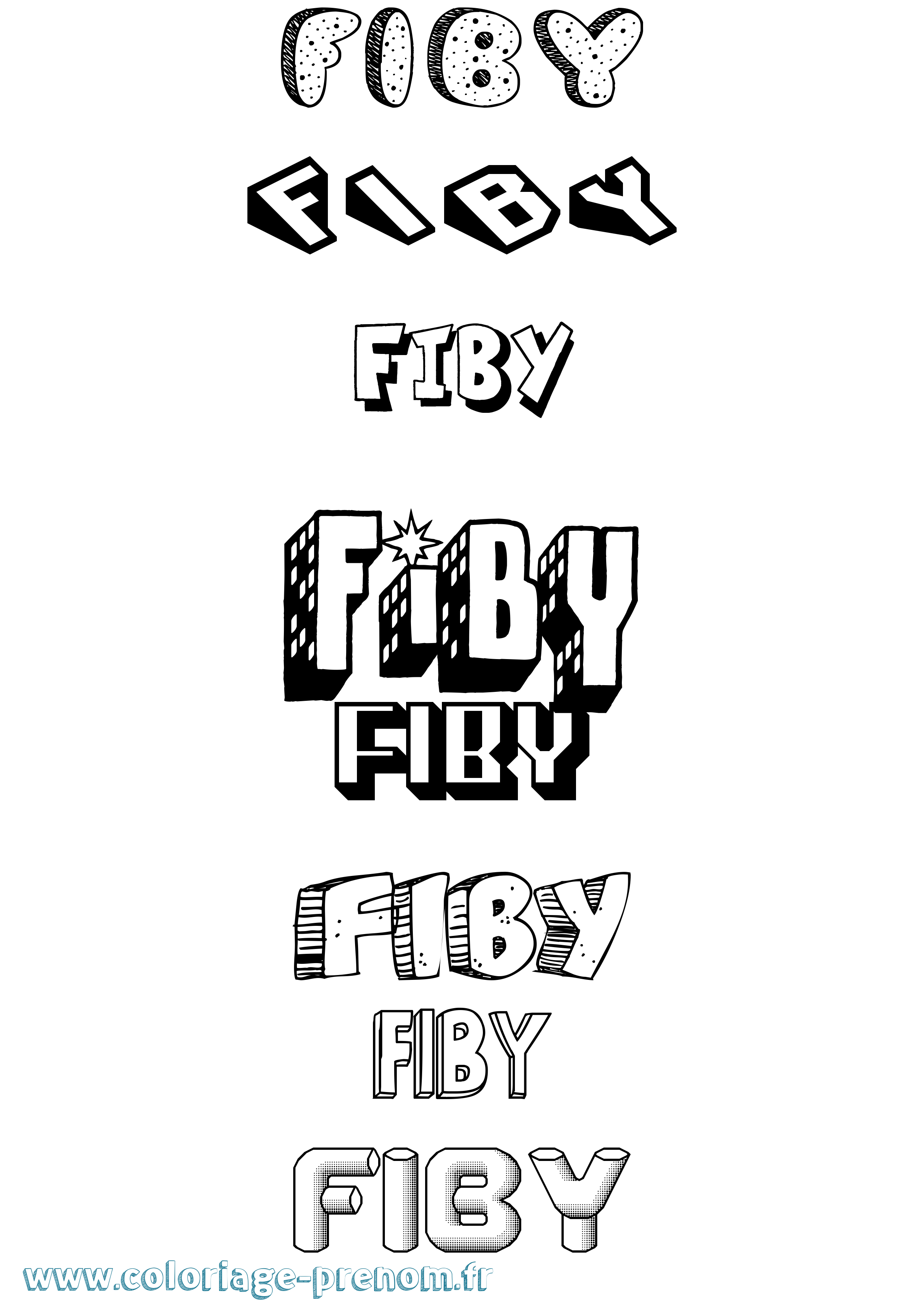 Coloriage Fiby Effet 3D Coloriage prénom Fiby Effet 3D