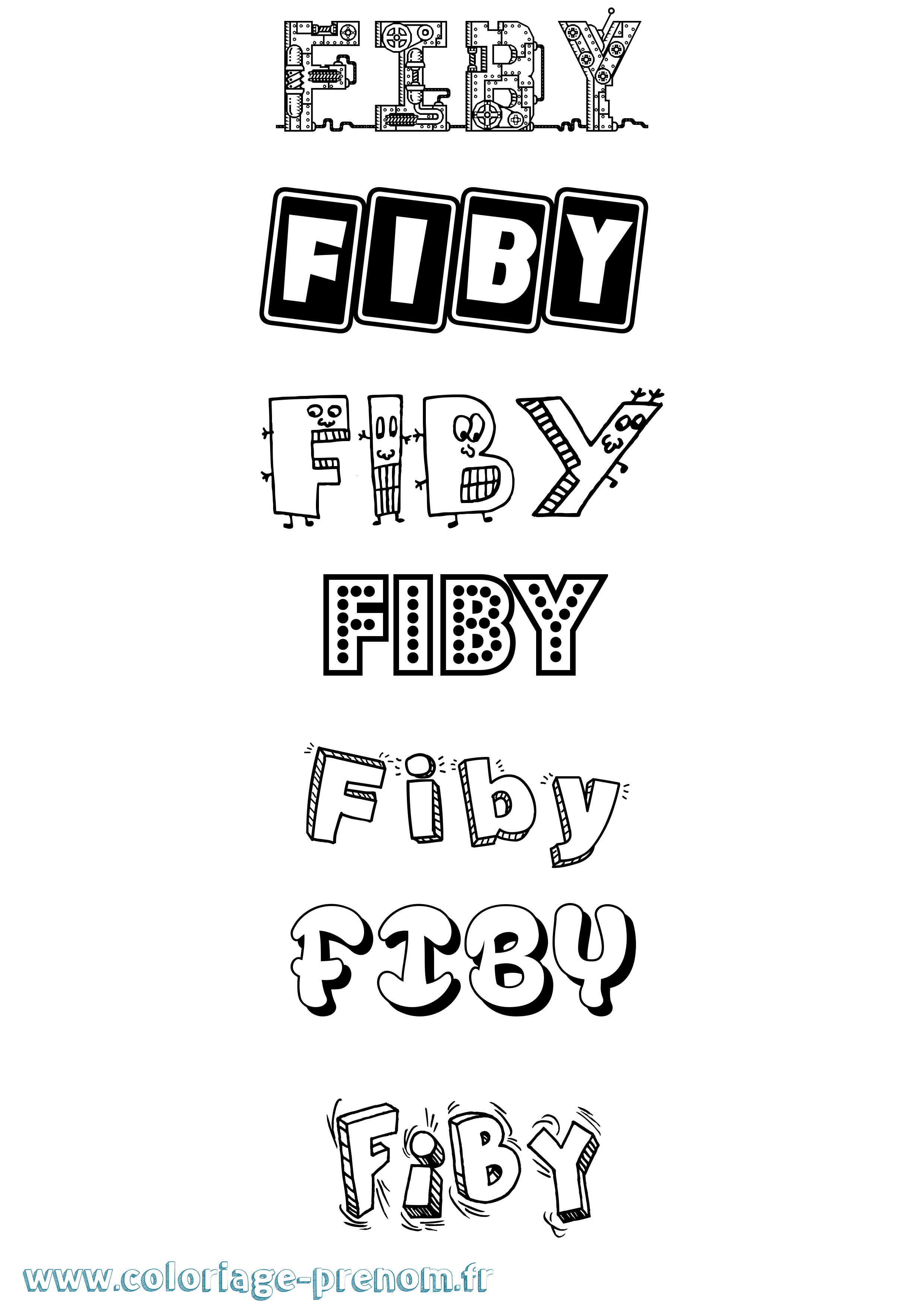 Coloriage Fiby Fun Coloriage prénom Fiby Fun