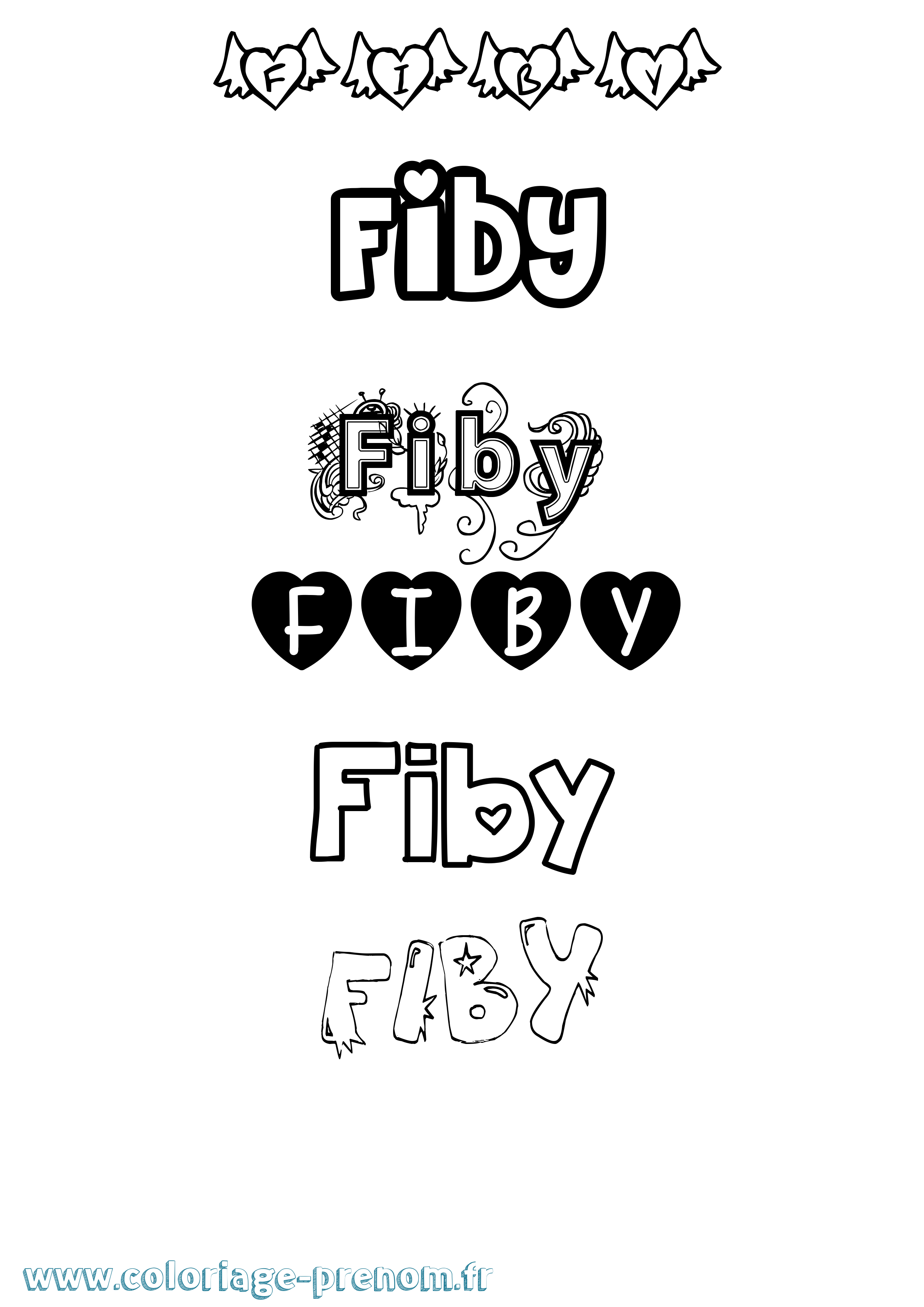 Coloriage Fiby Girly Coloriage prénom Fiby Girly