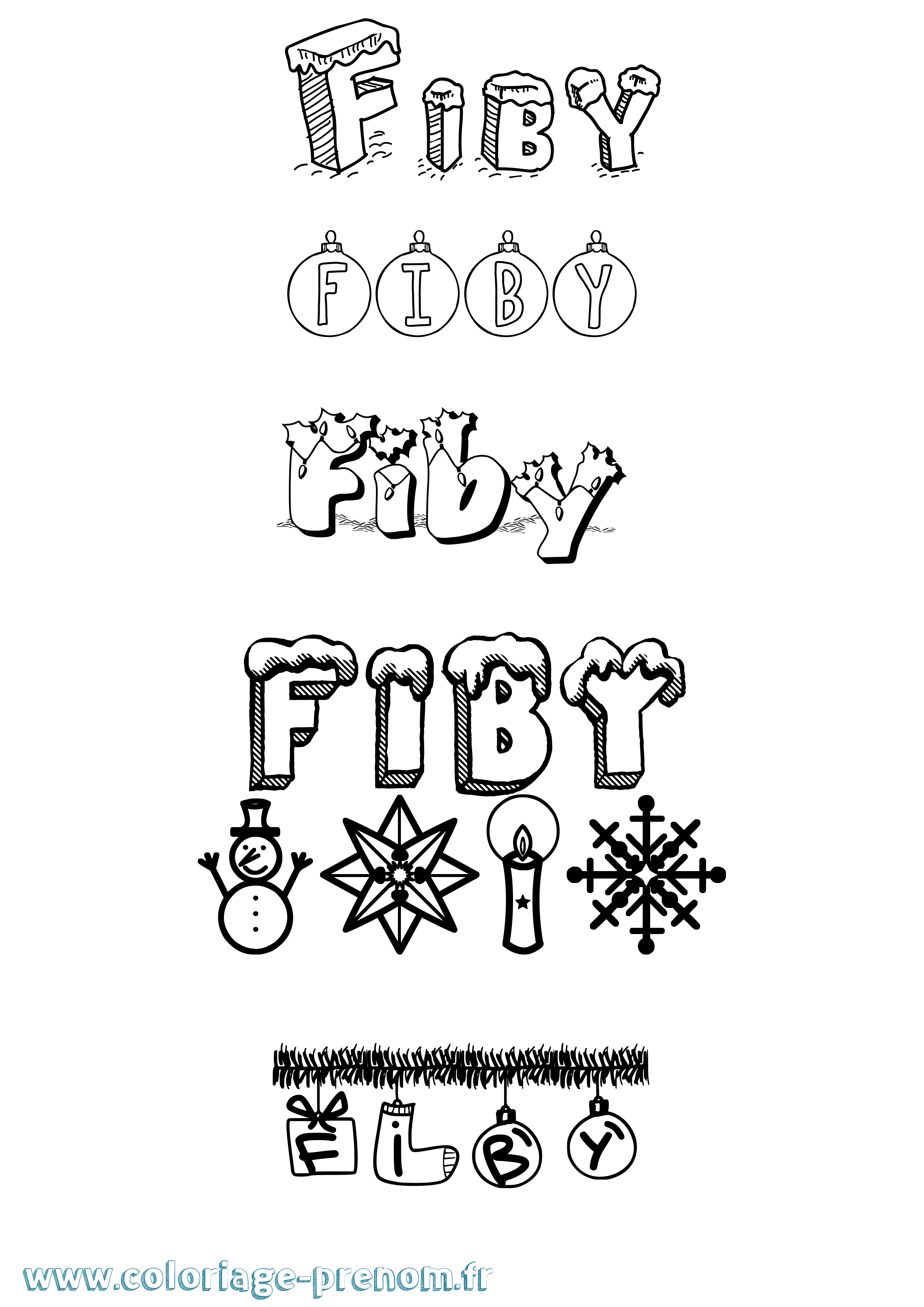 Coloriage Fiby Noël Coloriage prénom Fiby Noël