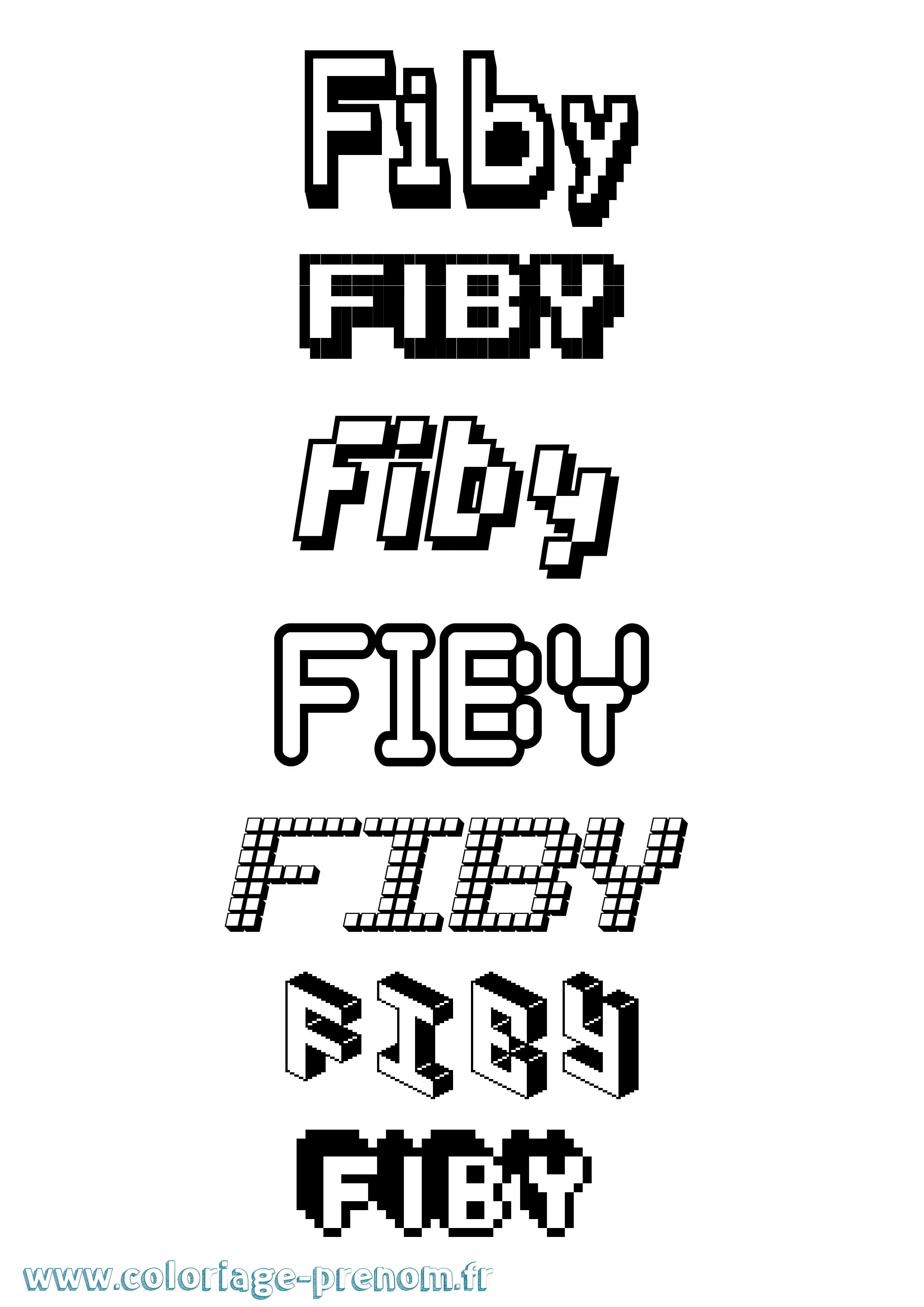 Coloriage Fiby Pixel Coloriage prénom Fiby Pixel