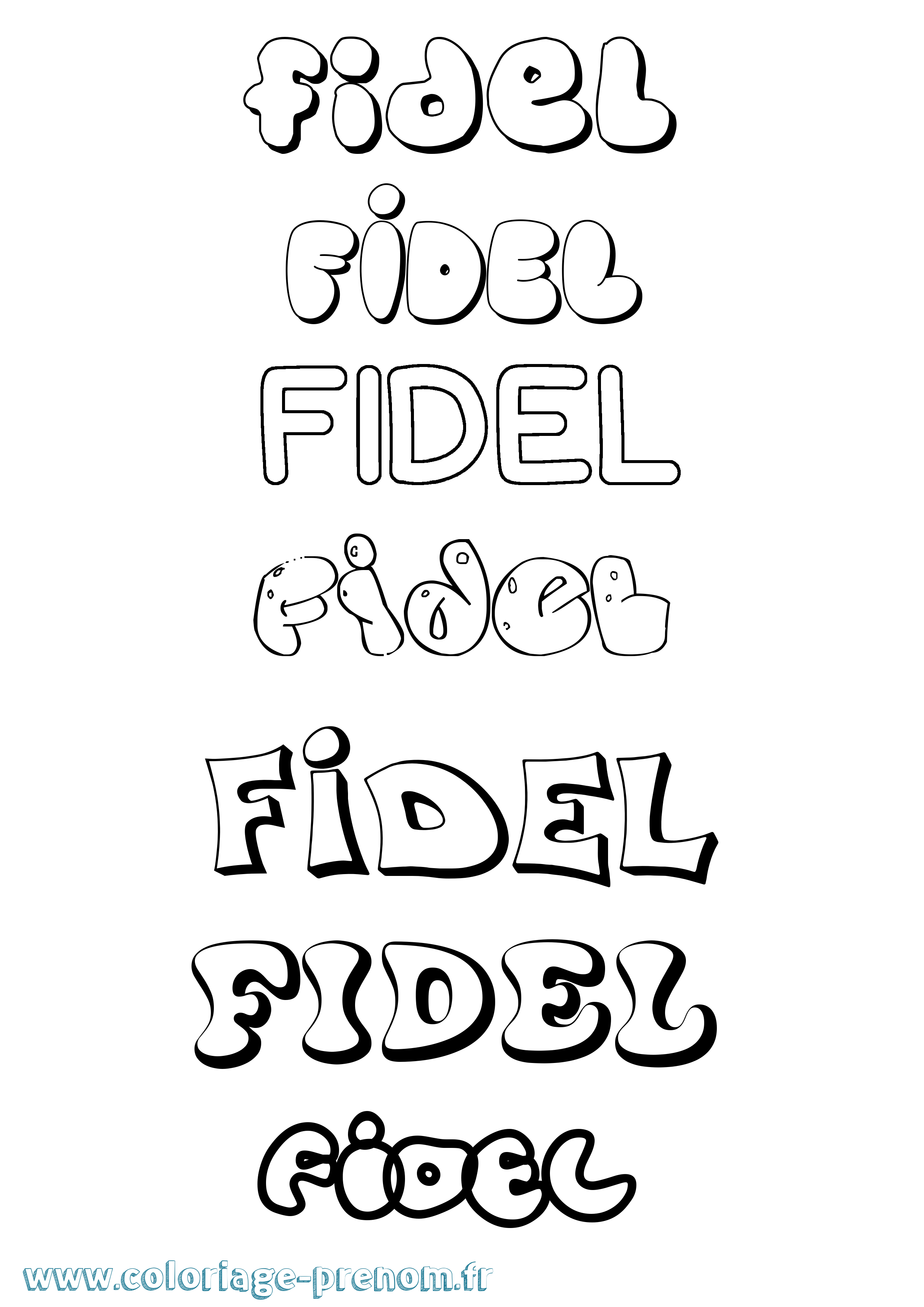 Coloriage Fidel Bubble Coloriage prénom Fidel Bubble