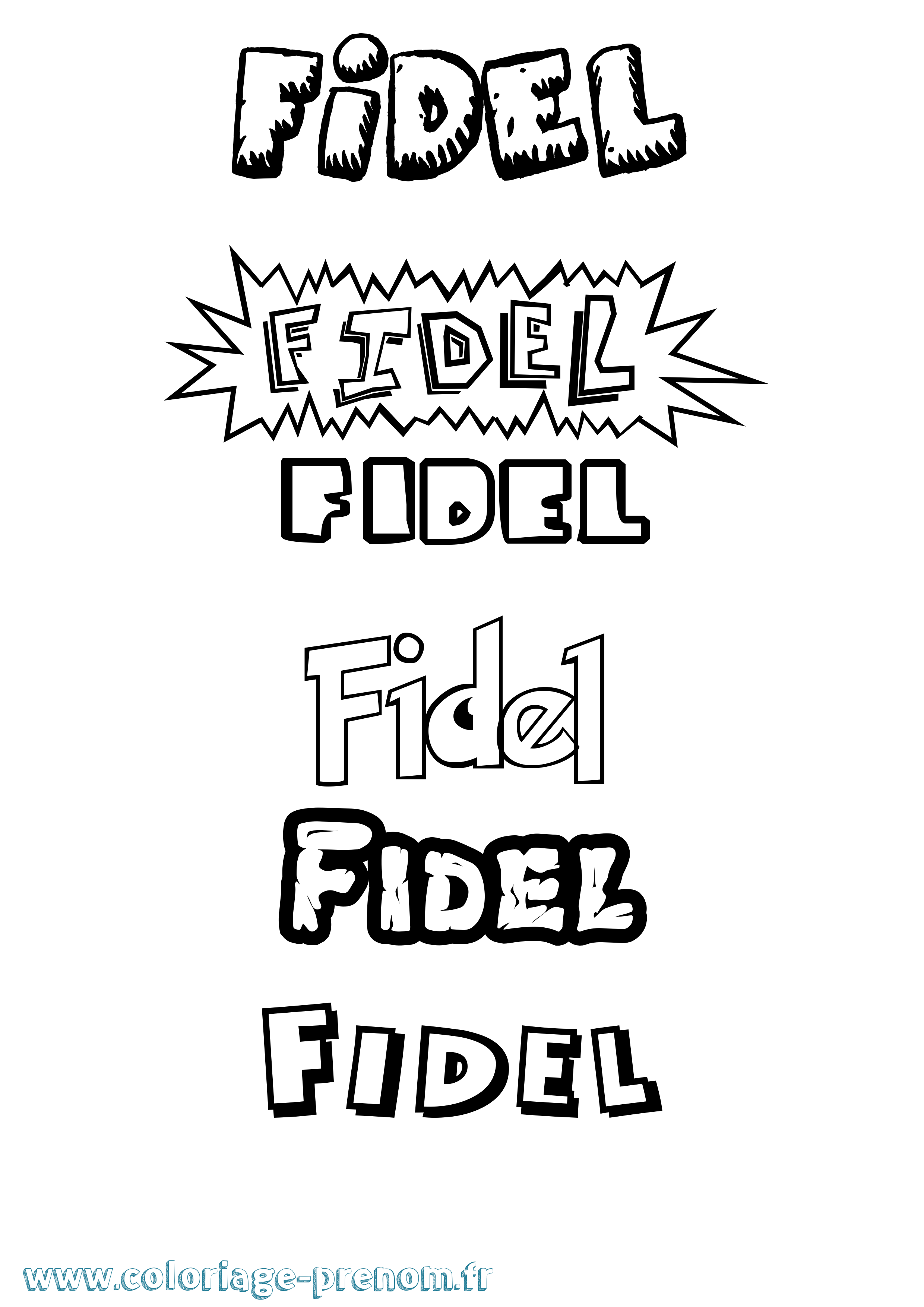Coloriage Fidel Dessin Animé Coloriage prénom Fidel Dessin Animé