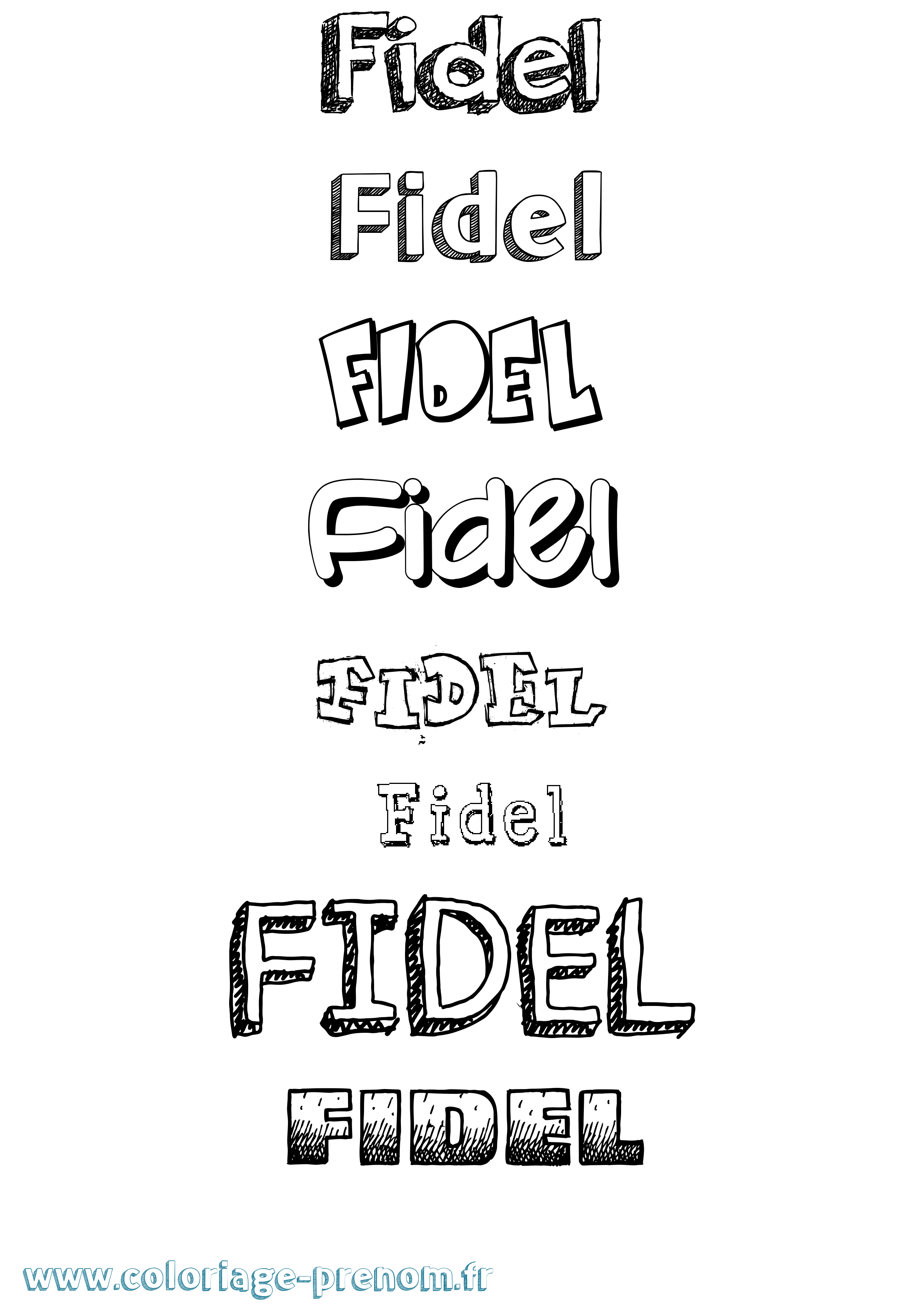 Coloriage Fidel Dessiné Coloriage prénom Fidel Dessiné