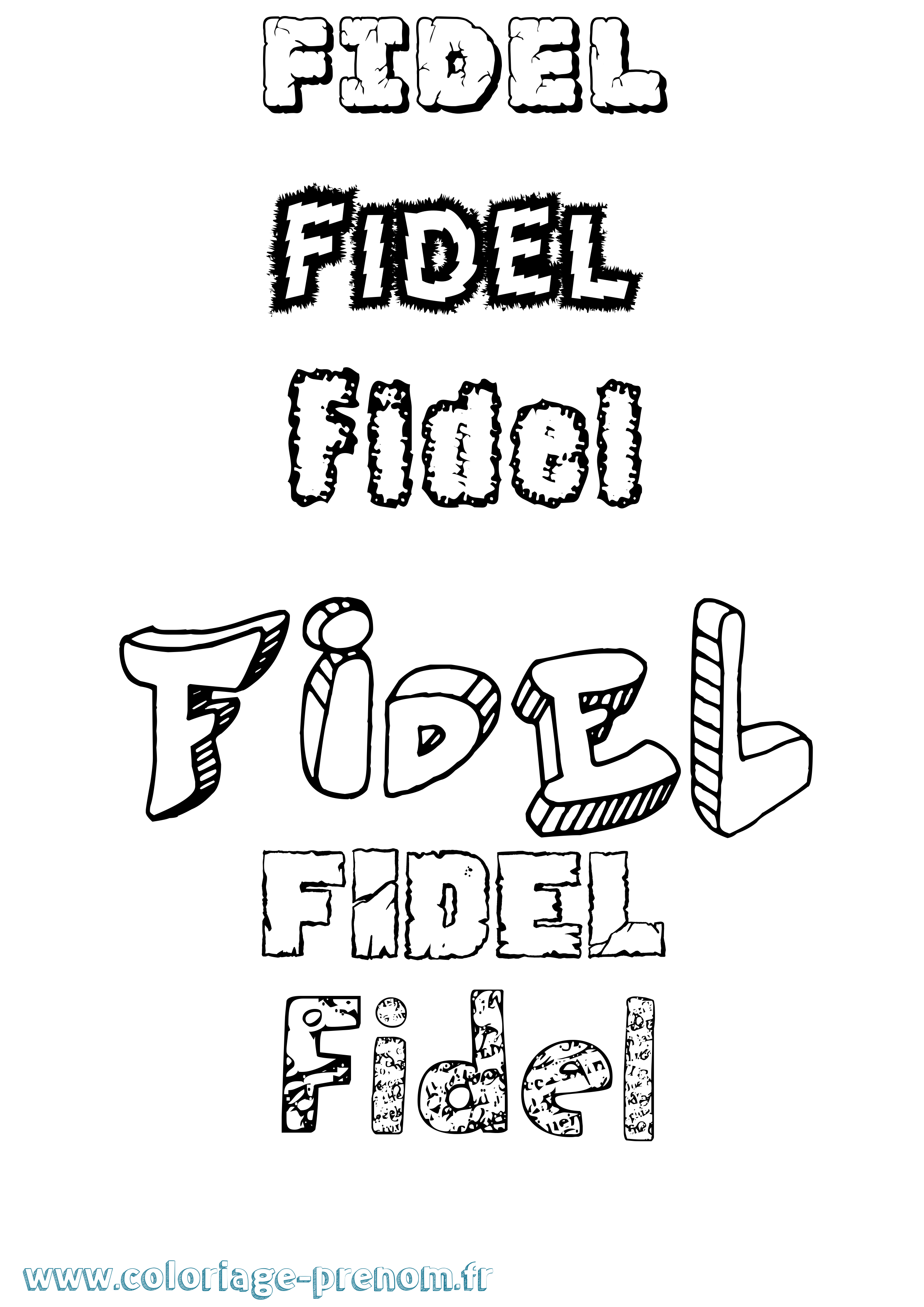 Coloriage Fidel Destructuré Coloriage prénom Fidel Destructuré