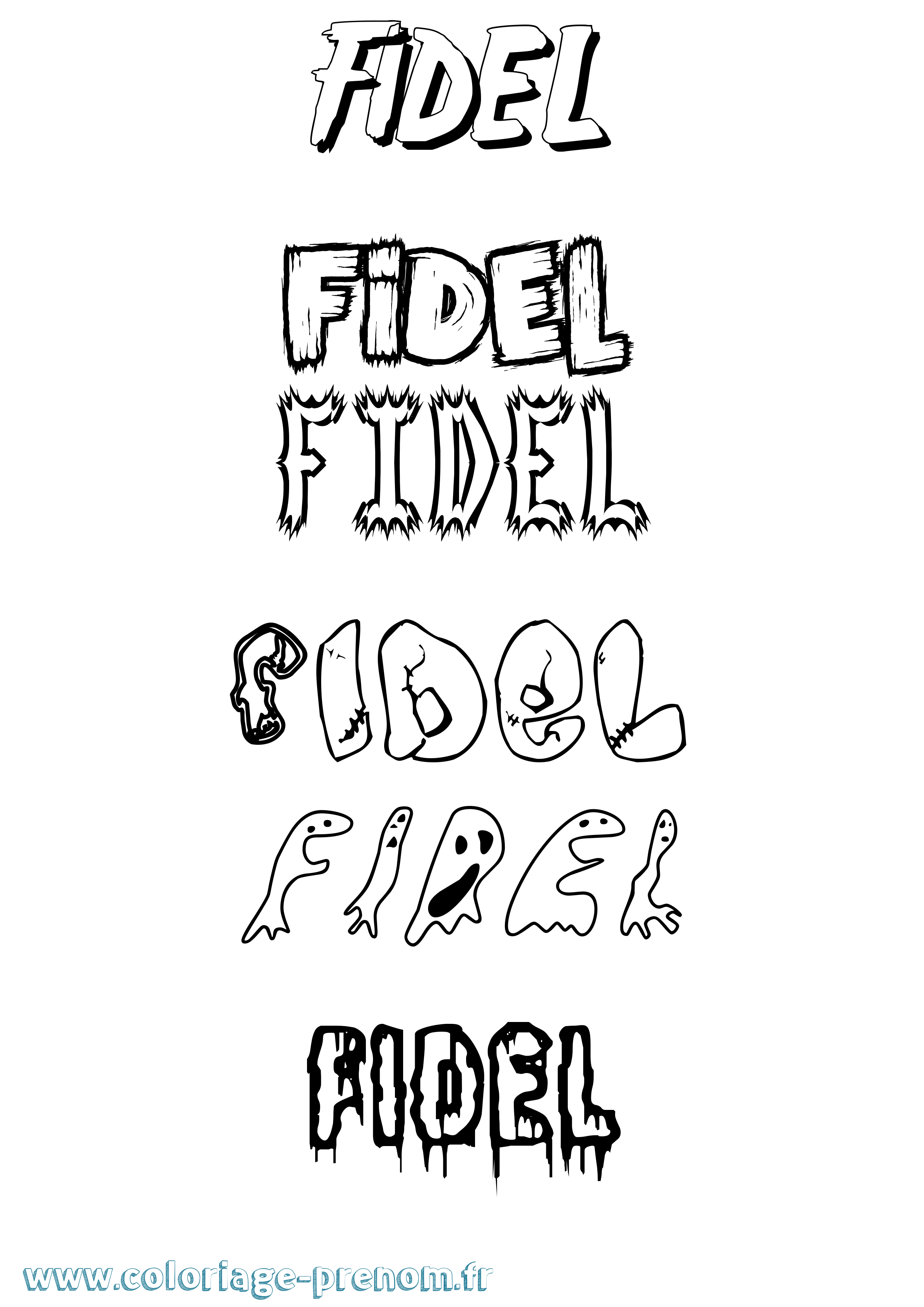 Coloriage Fidel Frisson Coloriage prénom Fidel Frisson